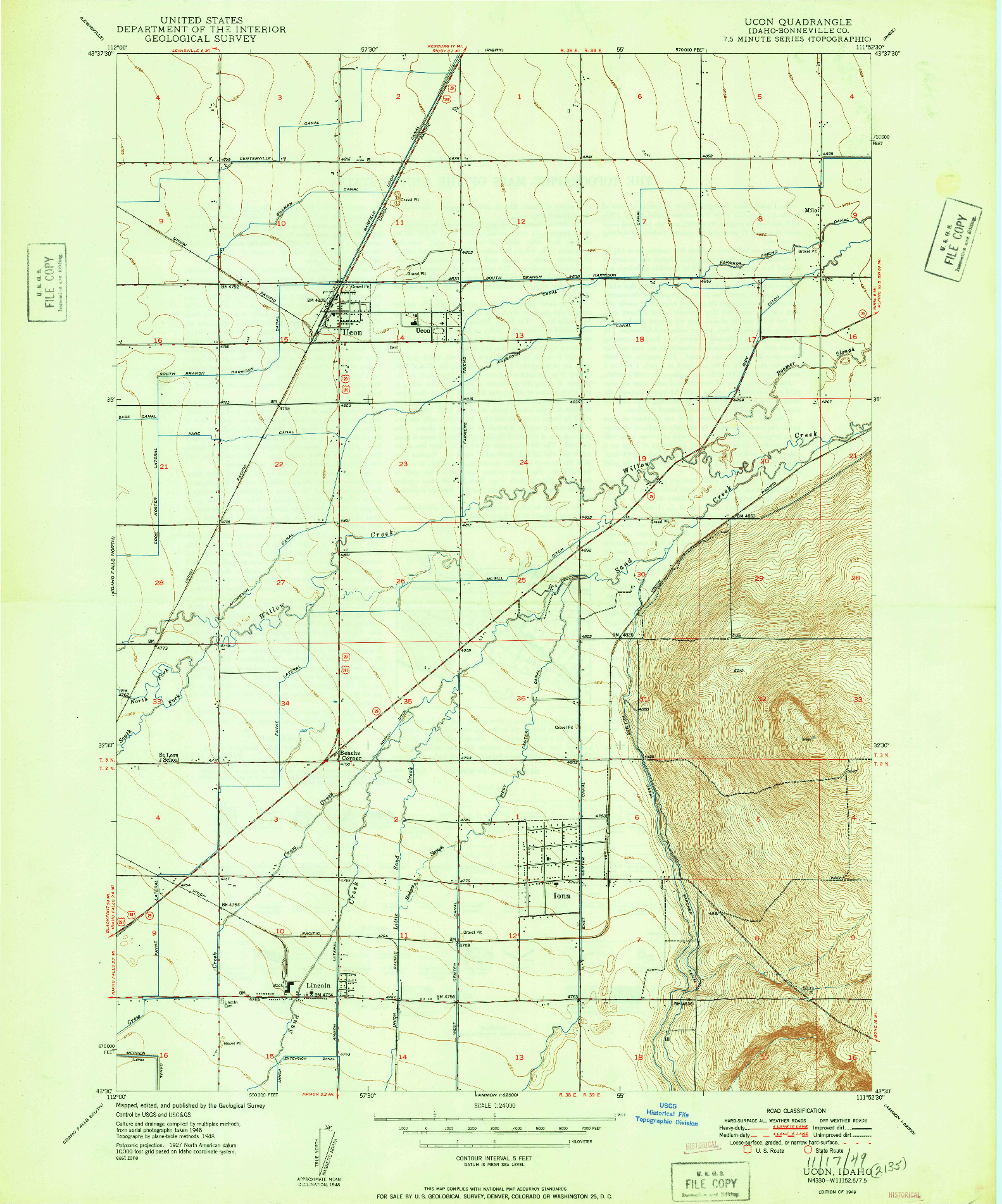USGS 1:24000-SCALE QUADRANGLE FOR UCON, ID 1949