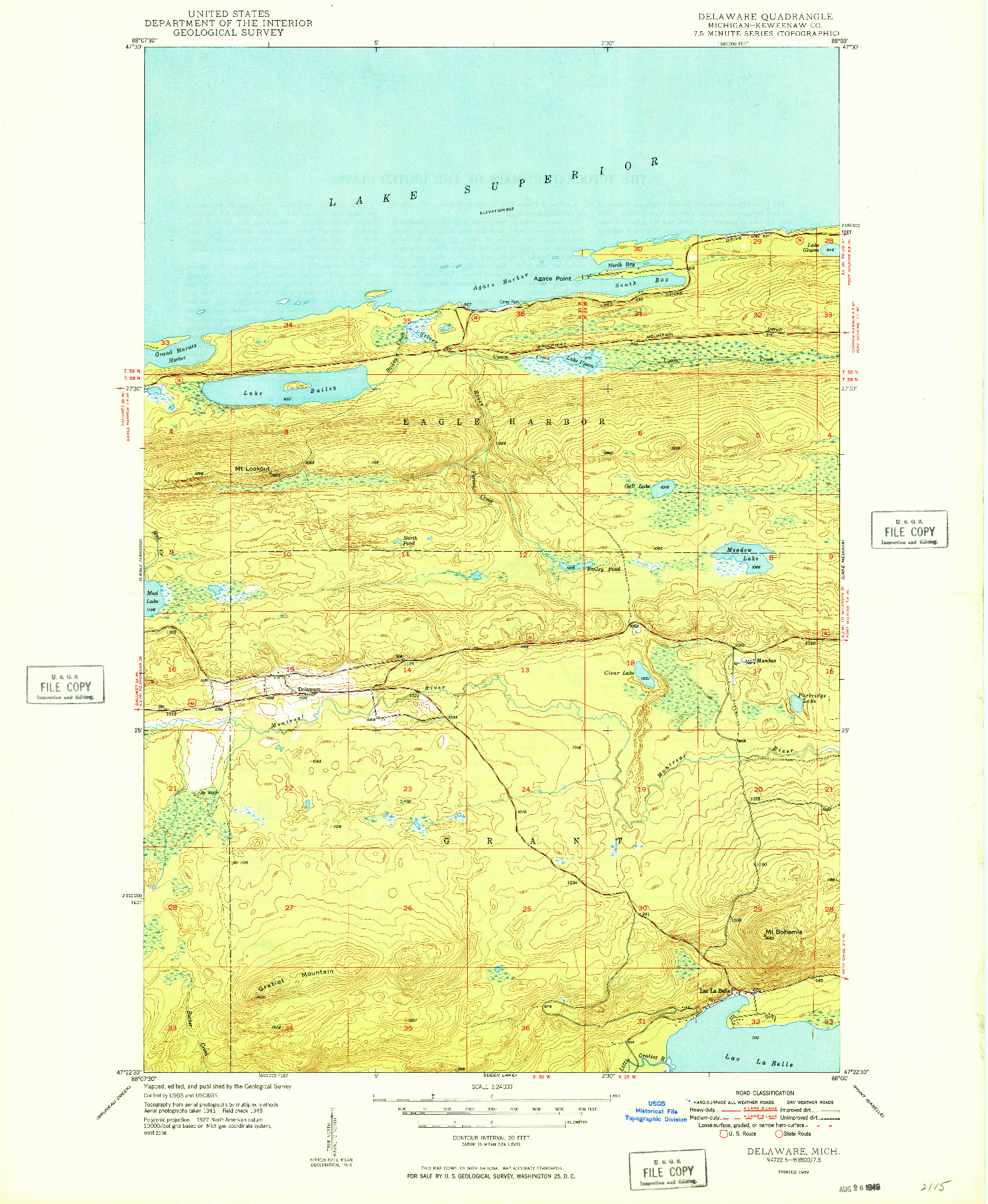 USGS 1:24000-SCALE QUADRANGLE FOR DELAWARE, MI 1949