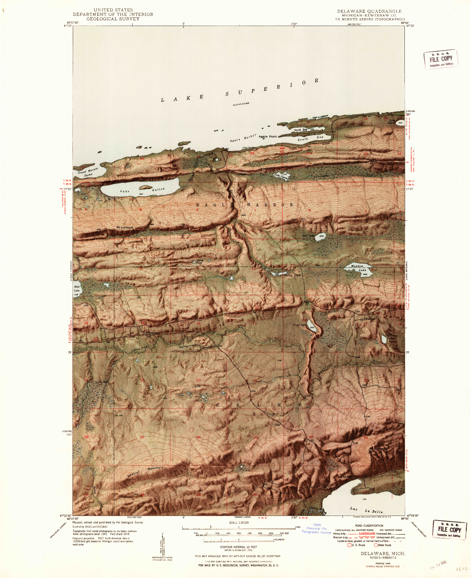 USGS 1:24000-SCALE QUADRANGLE FOR DELAWARE, MI 1949