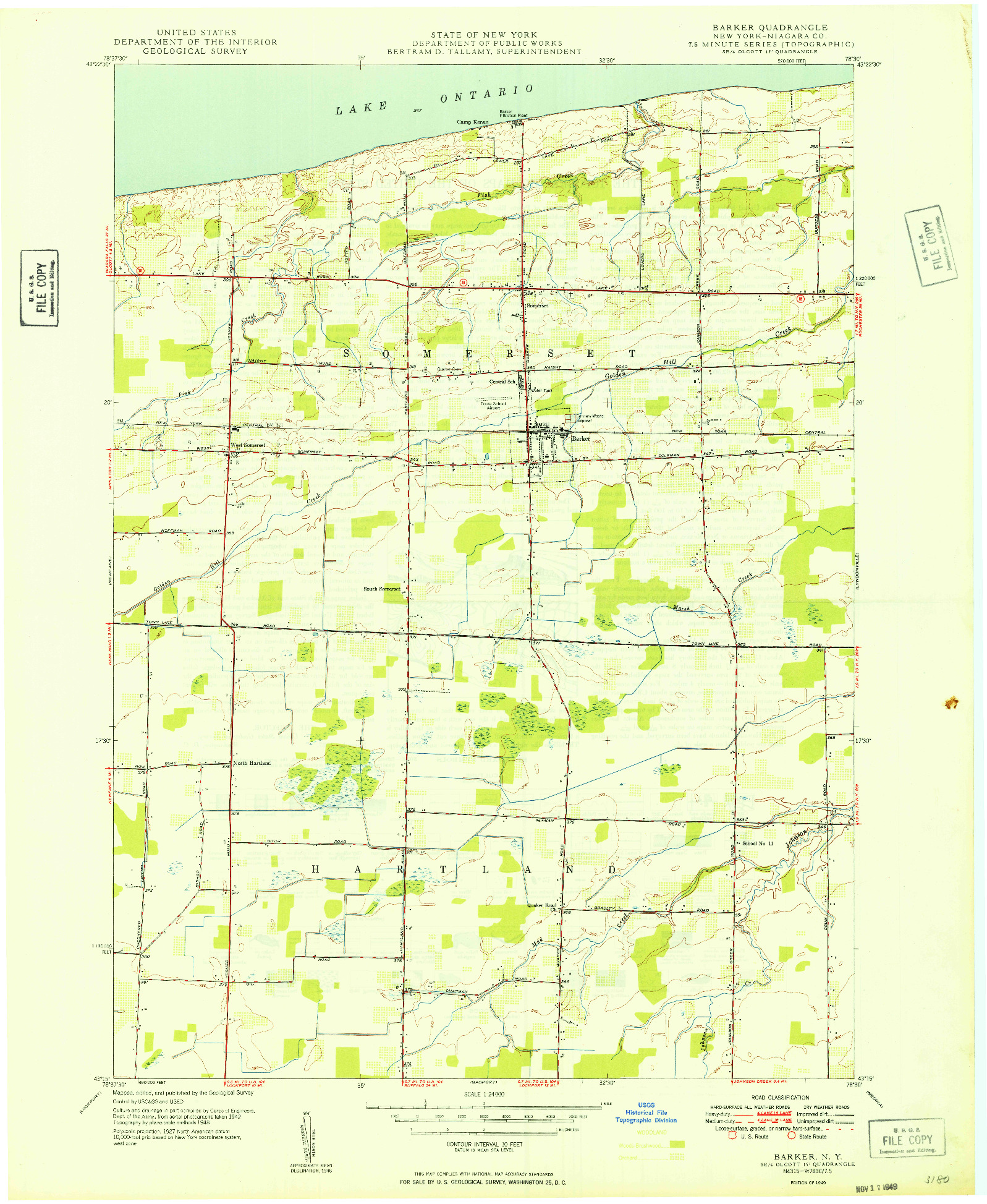 USGS 1:24000-SCALE QUADRANGLE FOR BARKER, NY 1949