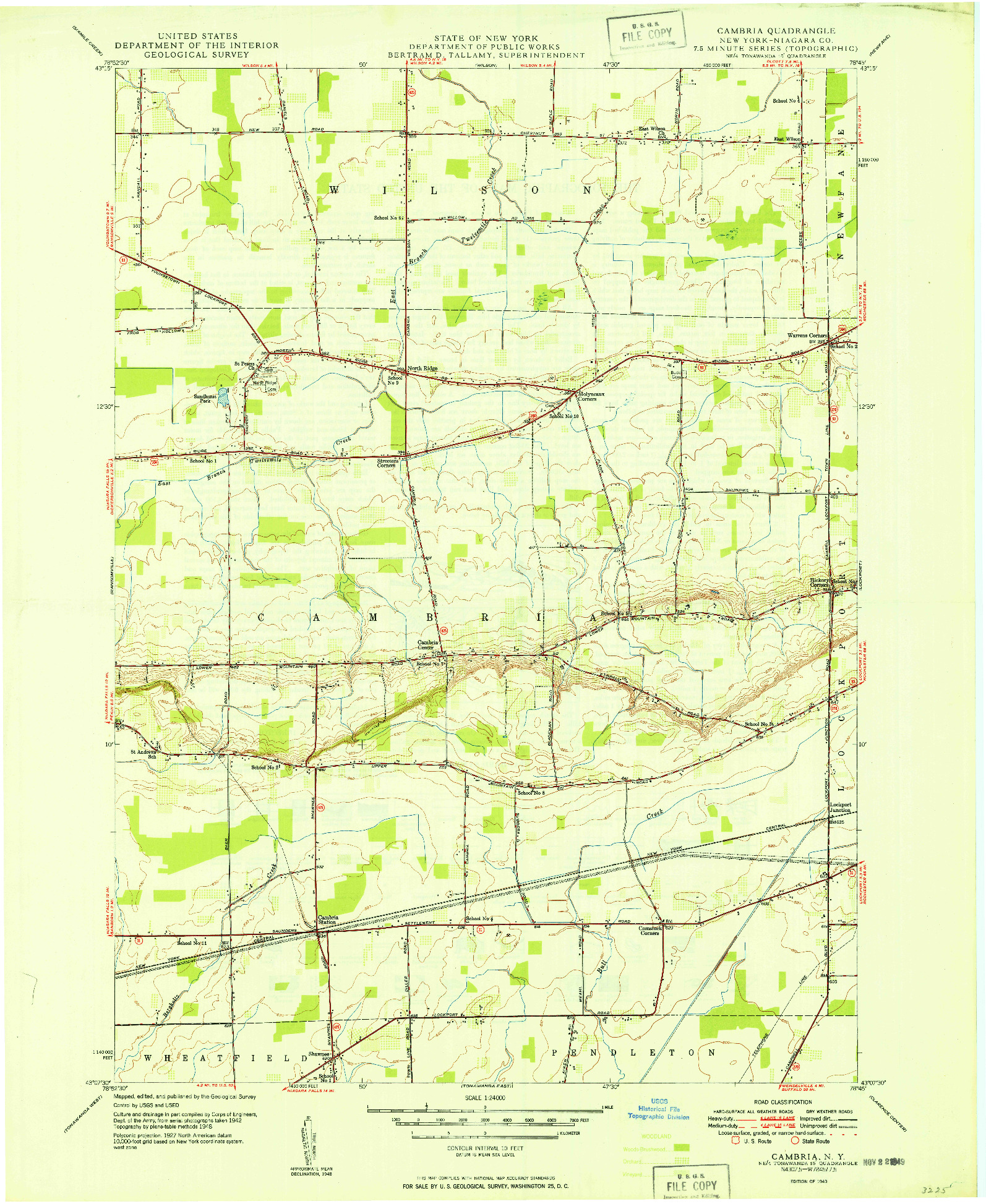 USGS 1:24000-SCALE QUADRANGLE FOR CAMBRIA, NY 1949