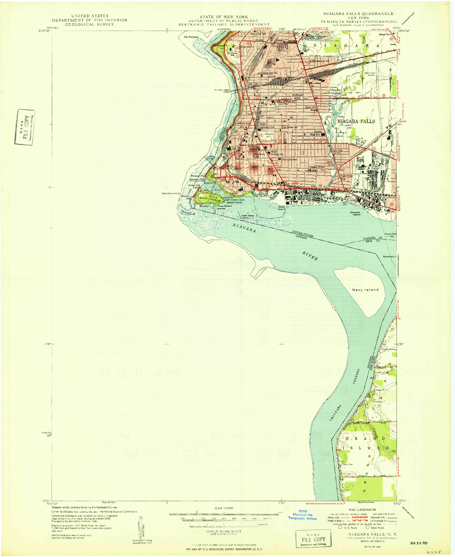 USGS 1:24000-SCALE QUADRANGLE FOR NIAGARA FALLS, NY 1949