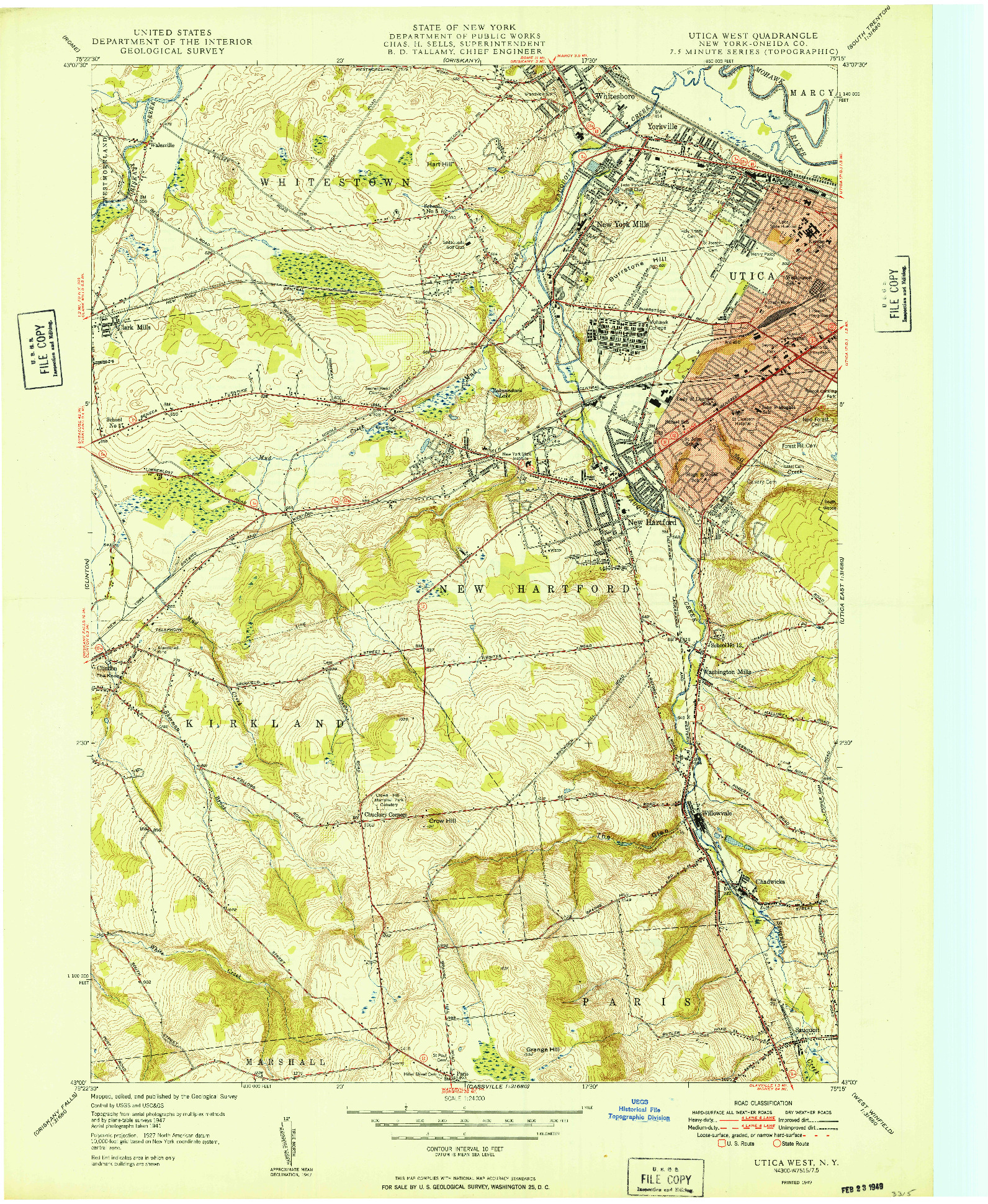 USGS 1:24000-SCALE QUADRANGLE FOR UTICA WEST, NY 1949