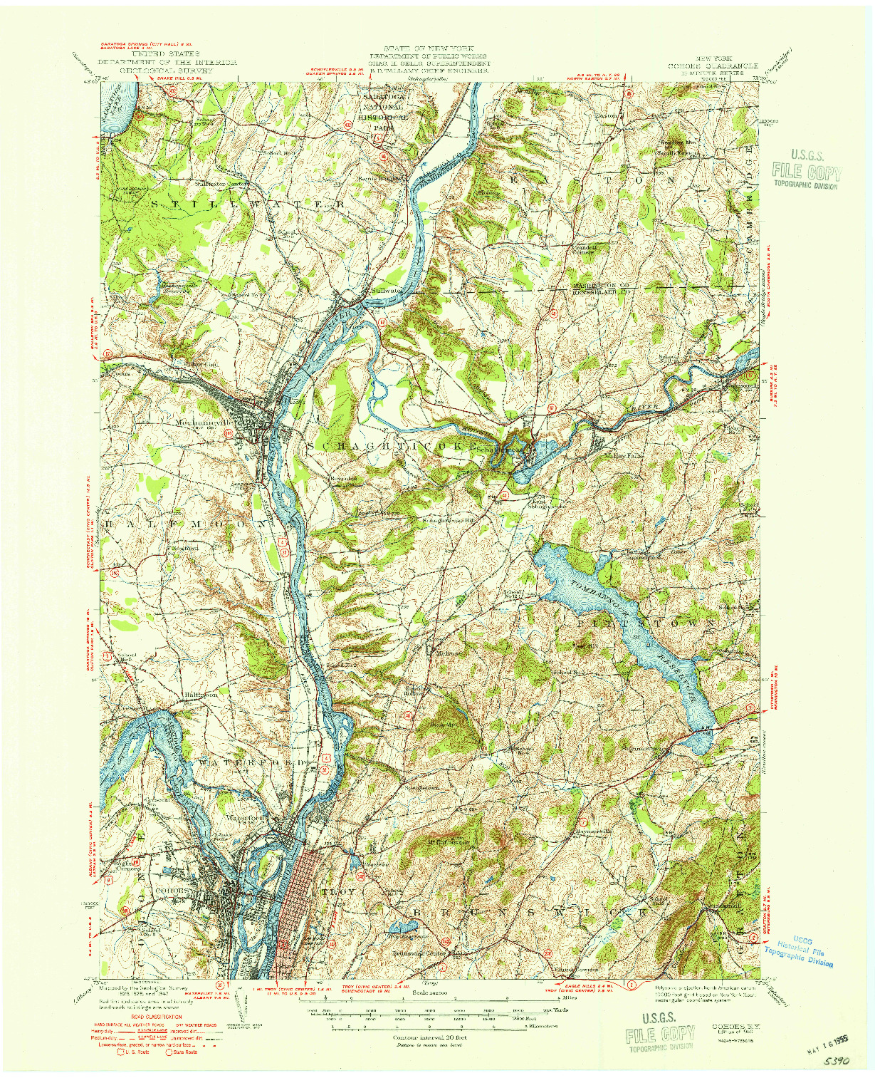 USGS 1:62500-SCALE QUADRANGLE FOR COHOES, NY 1949