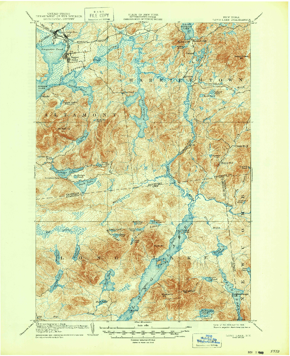 USGS 1:62500-SCALE QUADRANGLE FOR LONG LAKE, NY 1904