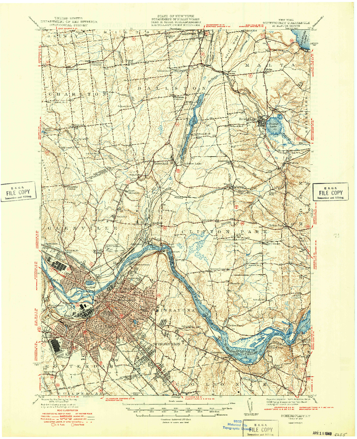 USGS 1:62500-SCALE QUADRANGLE FOR SCHENECTADY, NY 1949