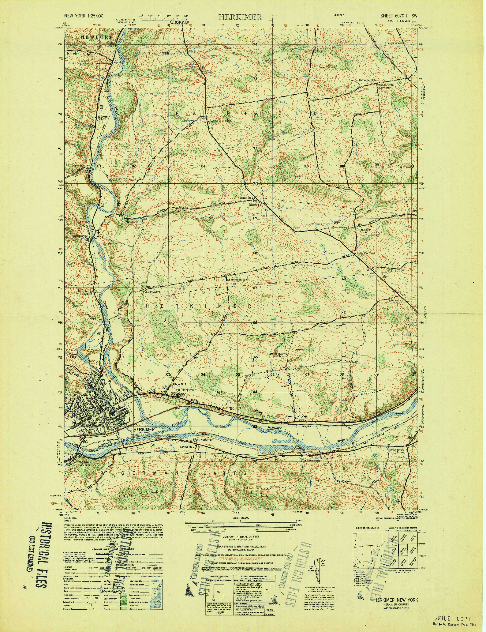 USGS 1:25000-SCALE QUADRANGLE FOR HERKIMER, NY 1949