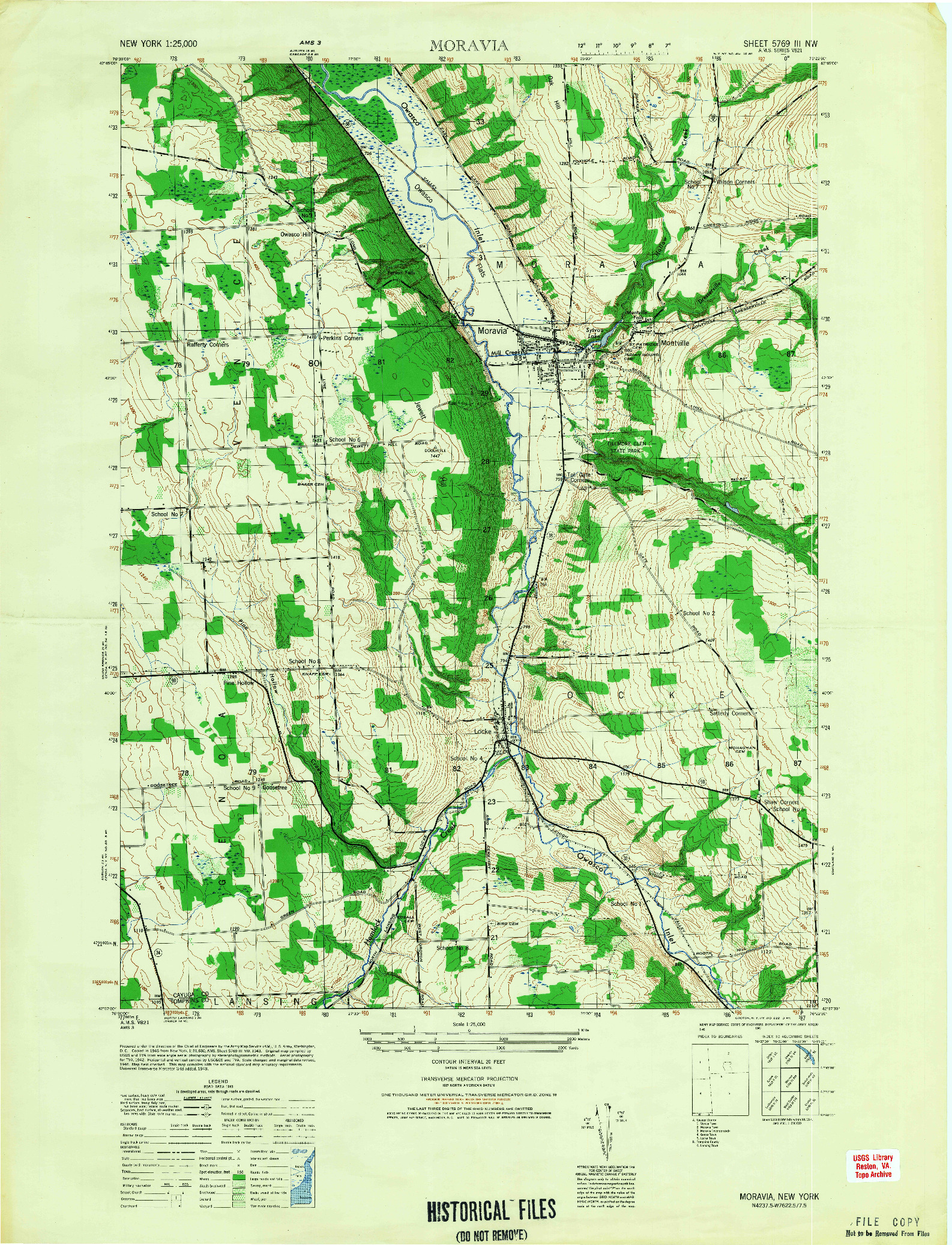 USGS 1:25000-SCALE QUADRANGLE FOR MORAVIA, NY 1949