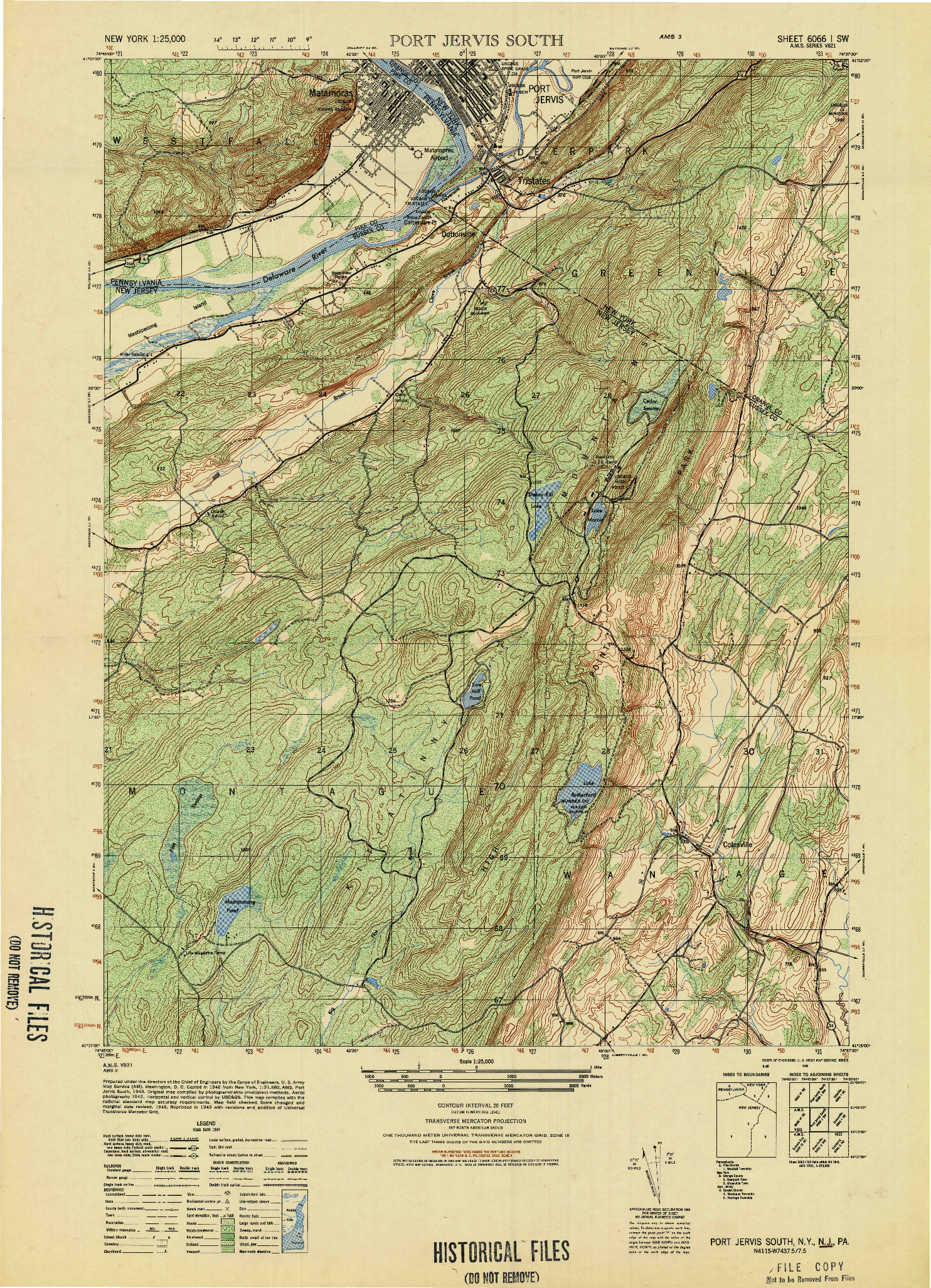 USGS 1:25000-SCALE QUADRANGLE FOR PORT JERVIS SOUTH, NY 1949