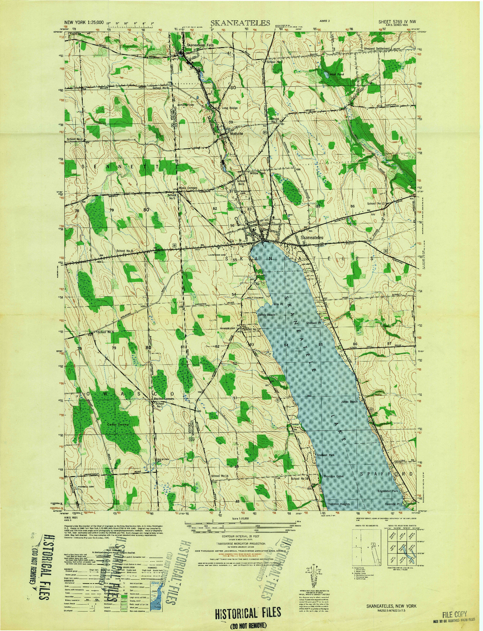 USGS 1:25000-SCALE QUADRANGLE FOR SKANEATELES, NY 1949