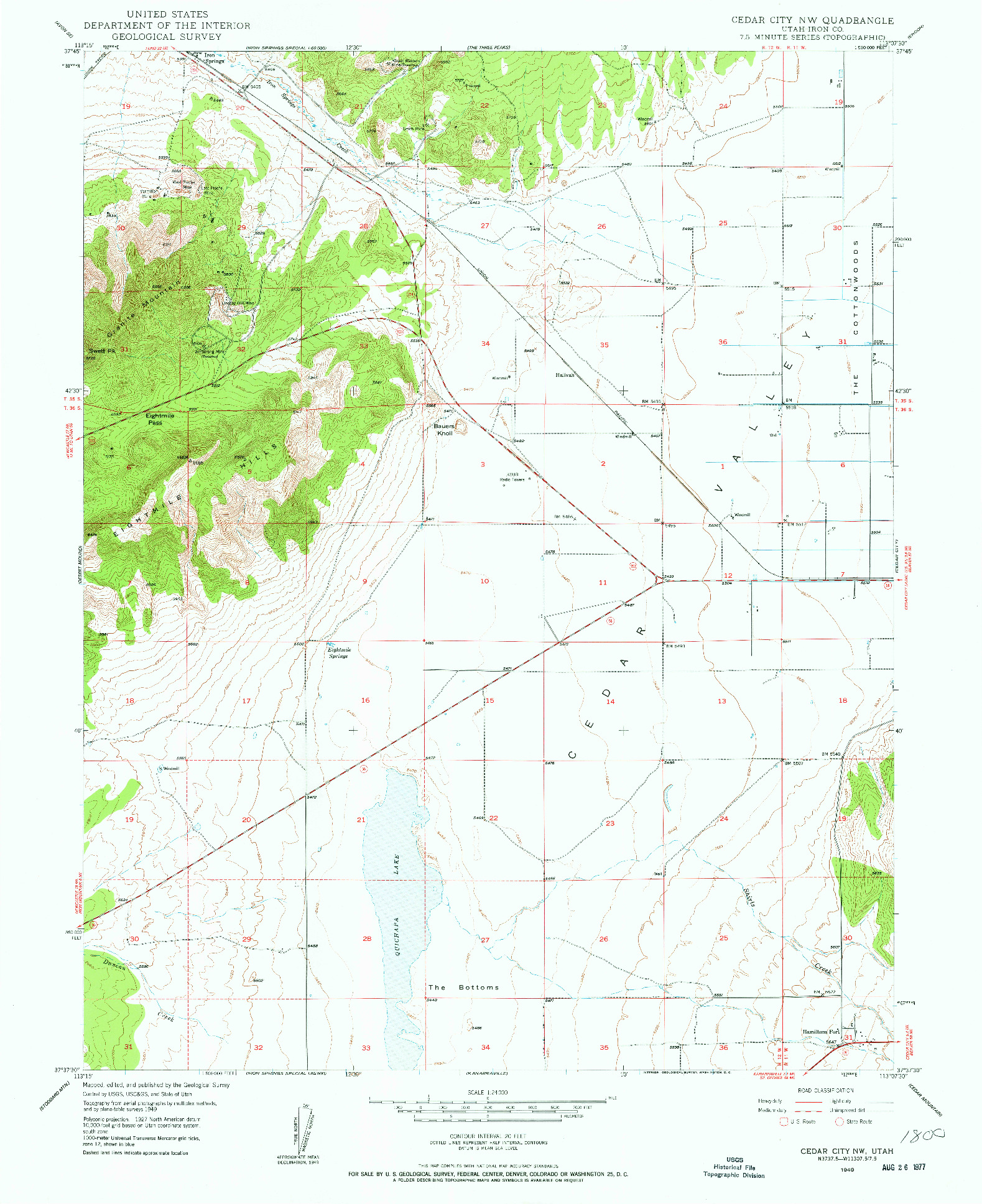 USGS 1:24000-SCALE QUADRANGLE FOR CEDAR CITY NW, UT 1949