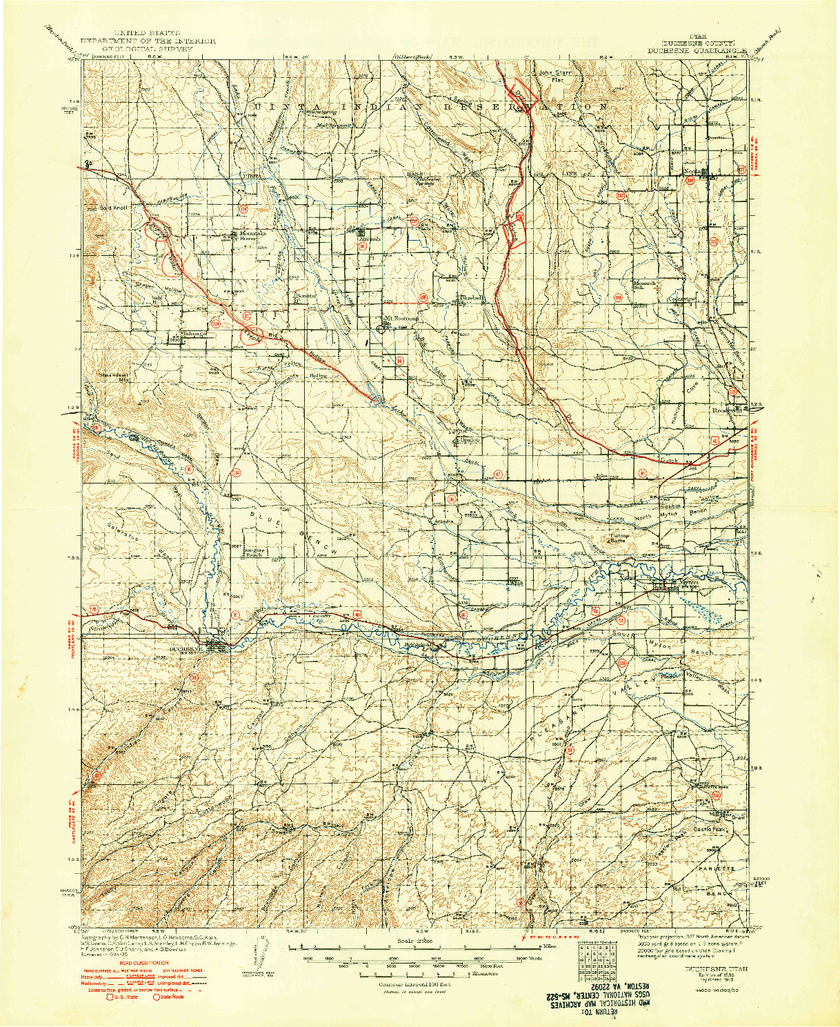 USGS 1:125000-SCALE QUADRANGLE FOR DUCHESNE, UT 1939