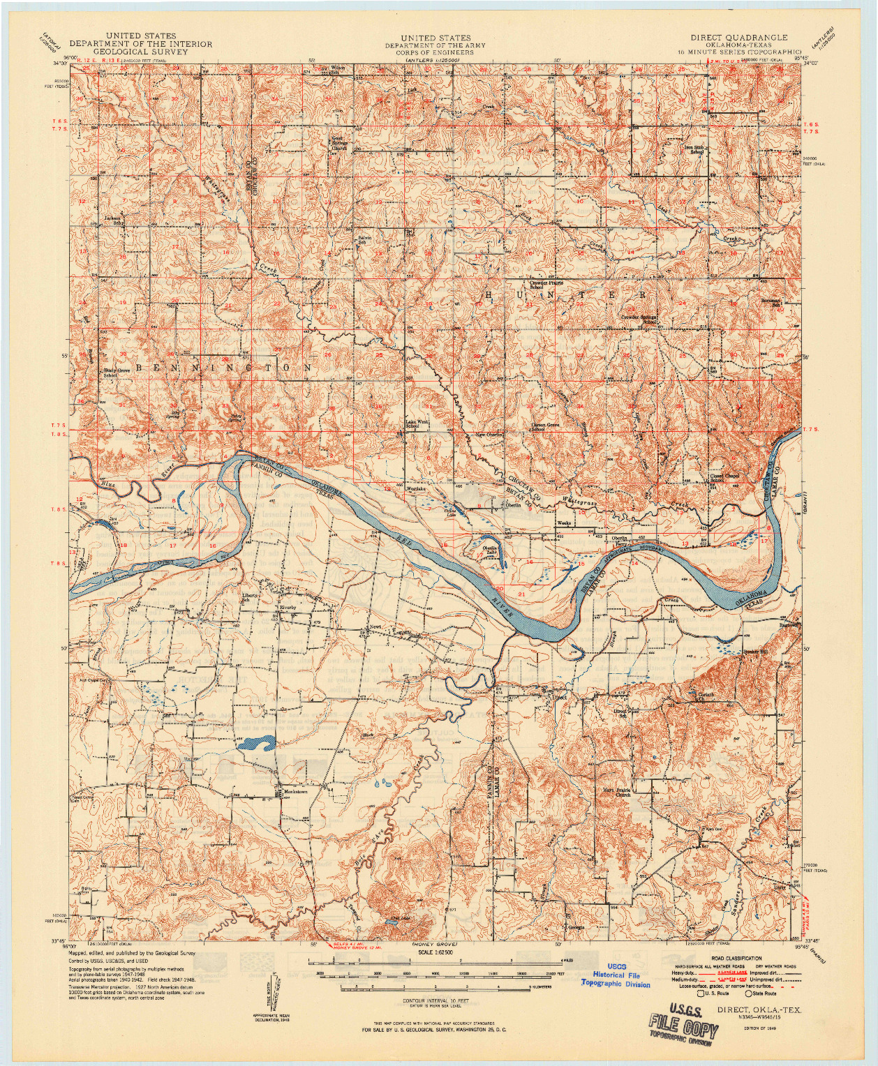 USGS 1:62500-SCALE QUADRANGLE FOR DIRECT, OK 1949