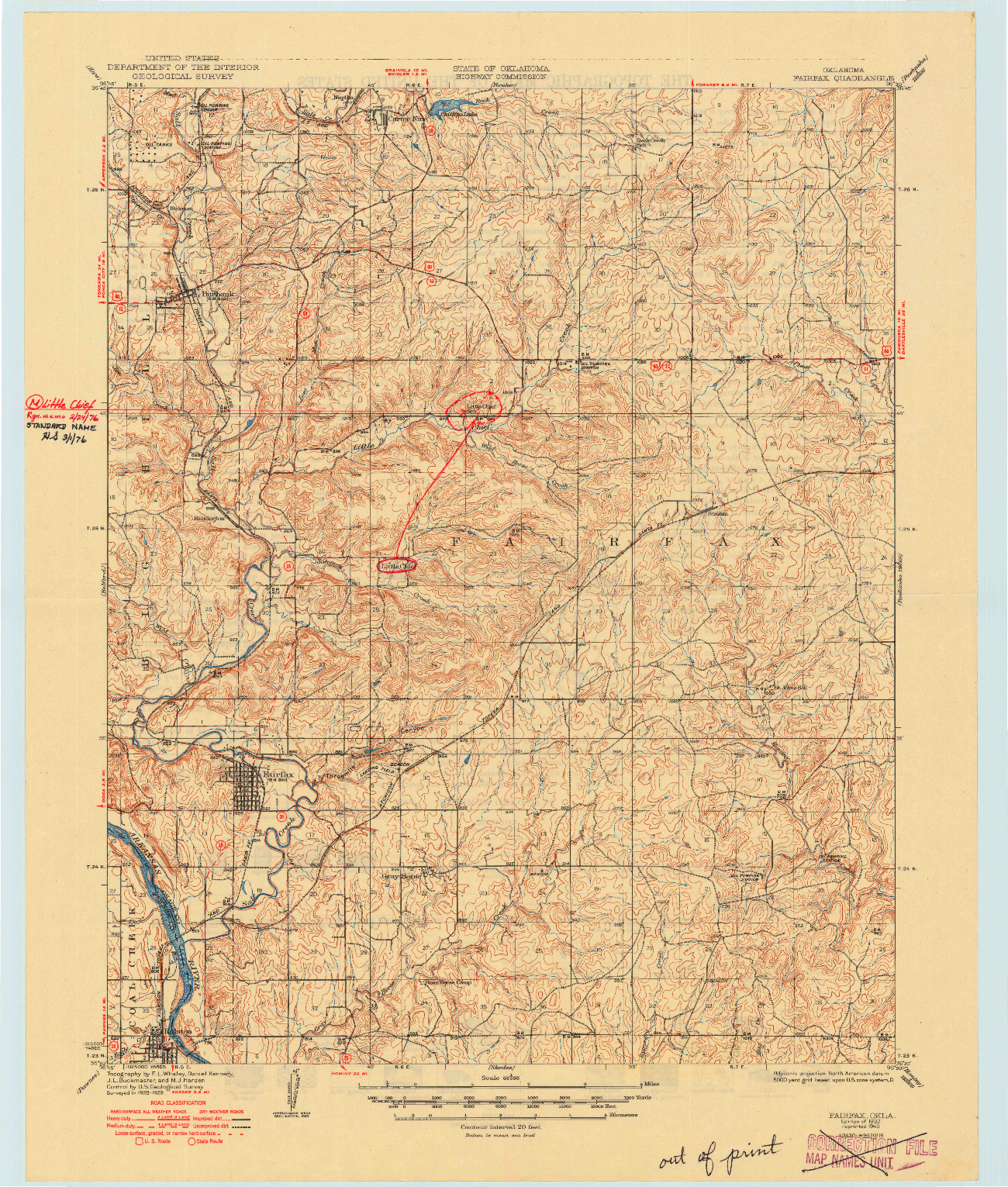 USGS 1:62500-SCALE QUADRANGLE FOR FAIRFAX, OK 1932