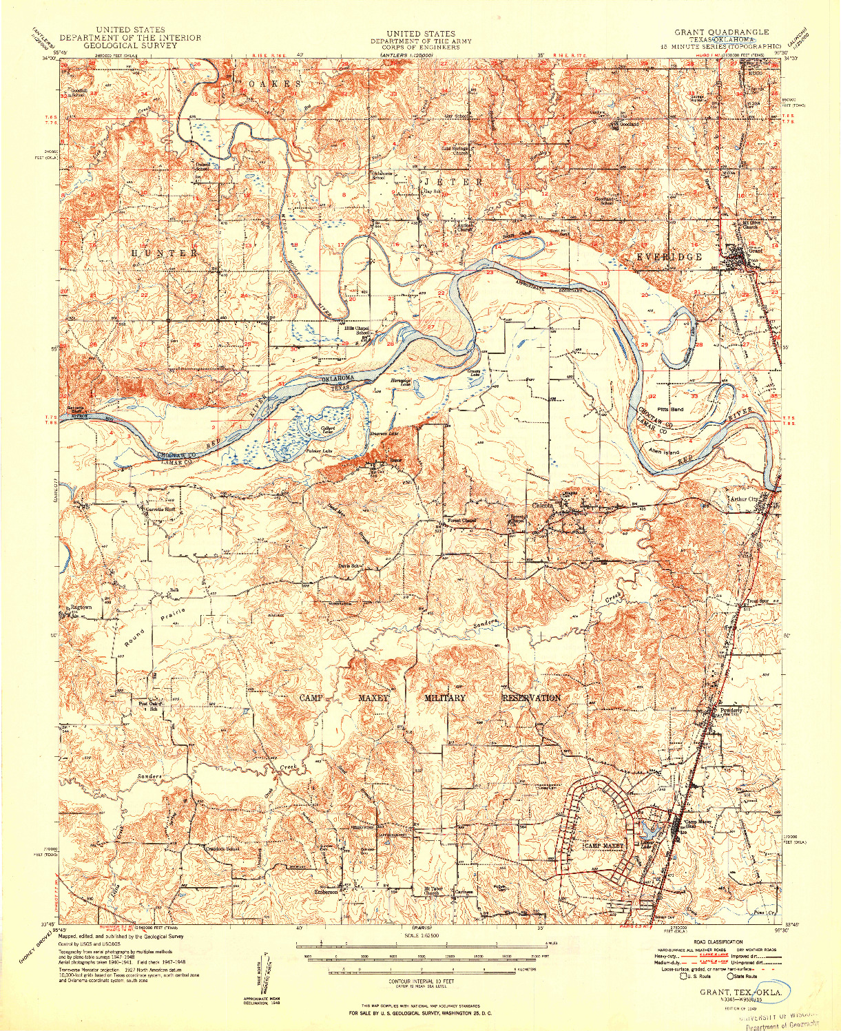USGS 1:62500-SCALE QUADRANGLE FOR GRANT, OK 1949