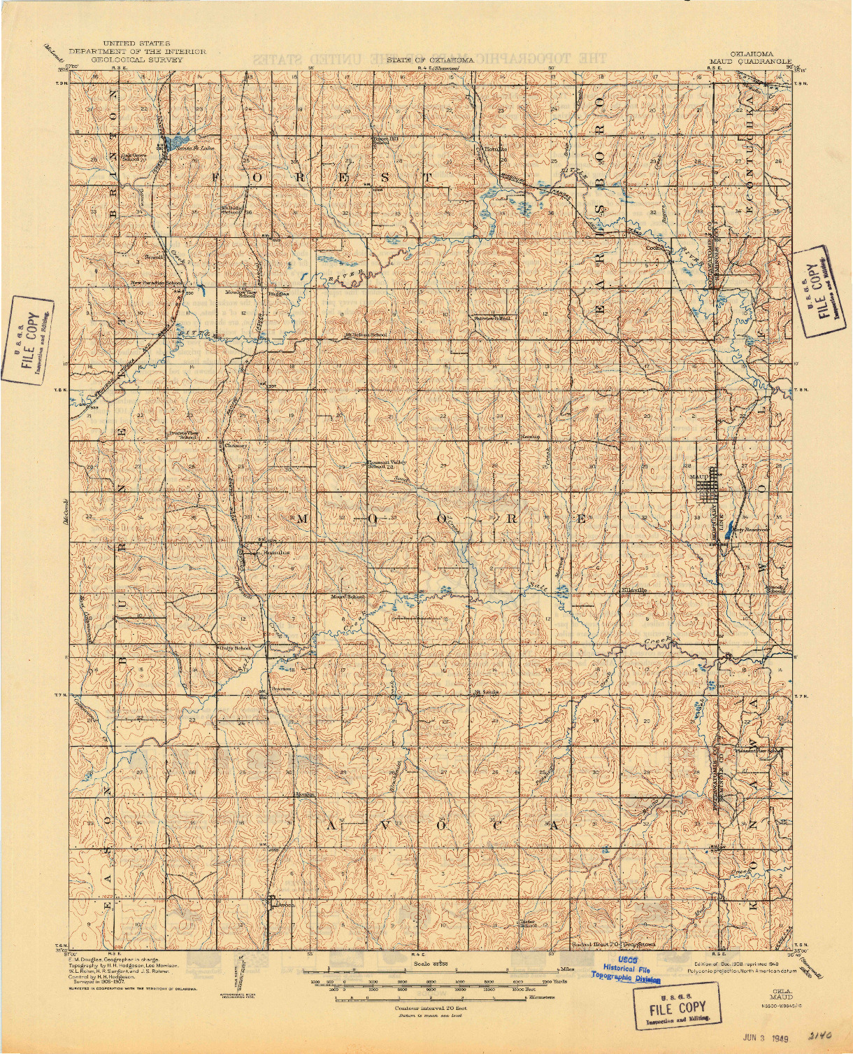 USGS 1:62500-SCALE QUADRANGLE FOR MAUD, OK 1908