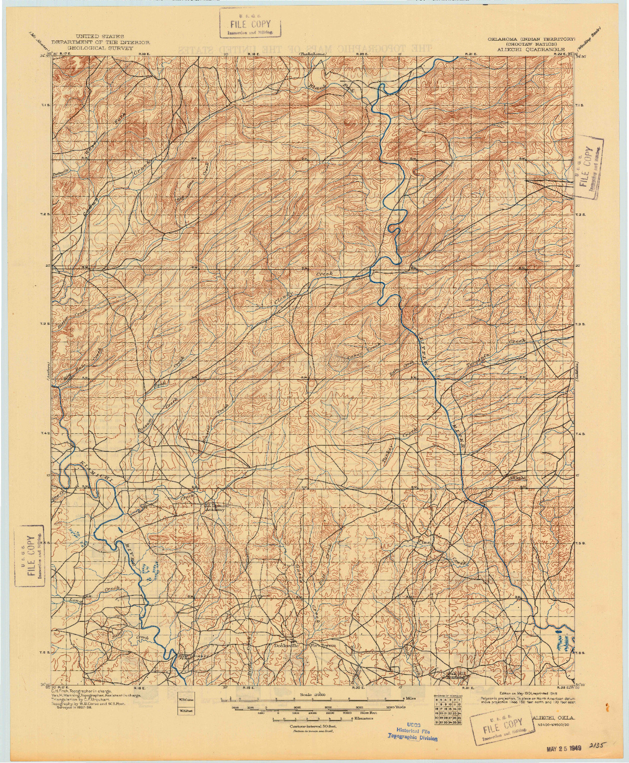 USGS 1:125000-SCALE QUADRANGLE FOR ALIKCHI, OK 1901