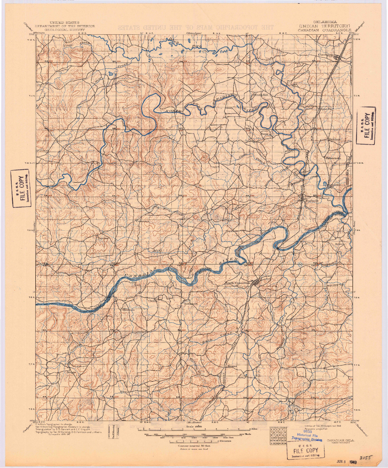USGS 1:125000-SCALE QUADRANGLE FOR CANADIAN, OK 1900