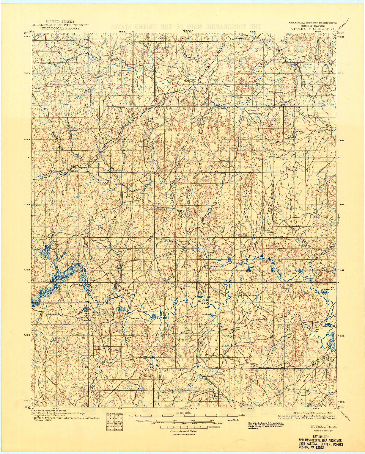 USGS 1:125000-SCALE QUADRANGLE FOR NUYAKA, OK 1901