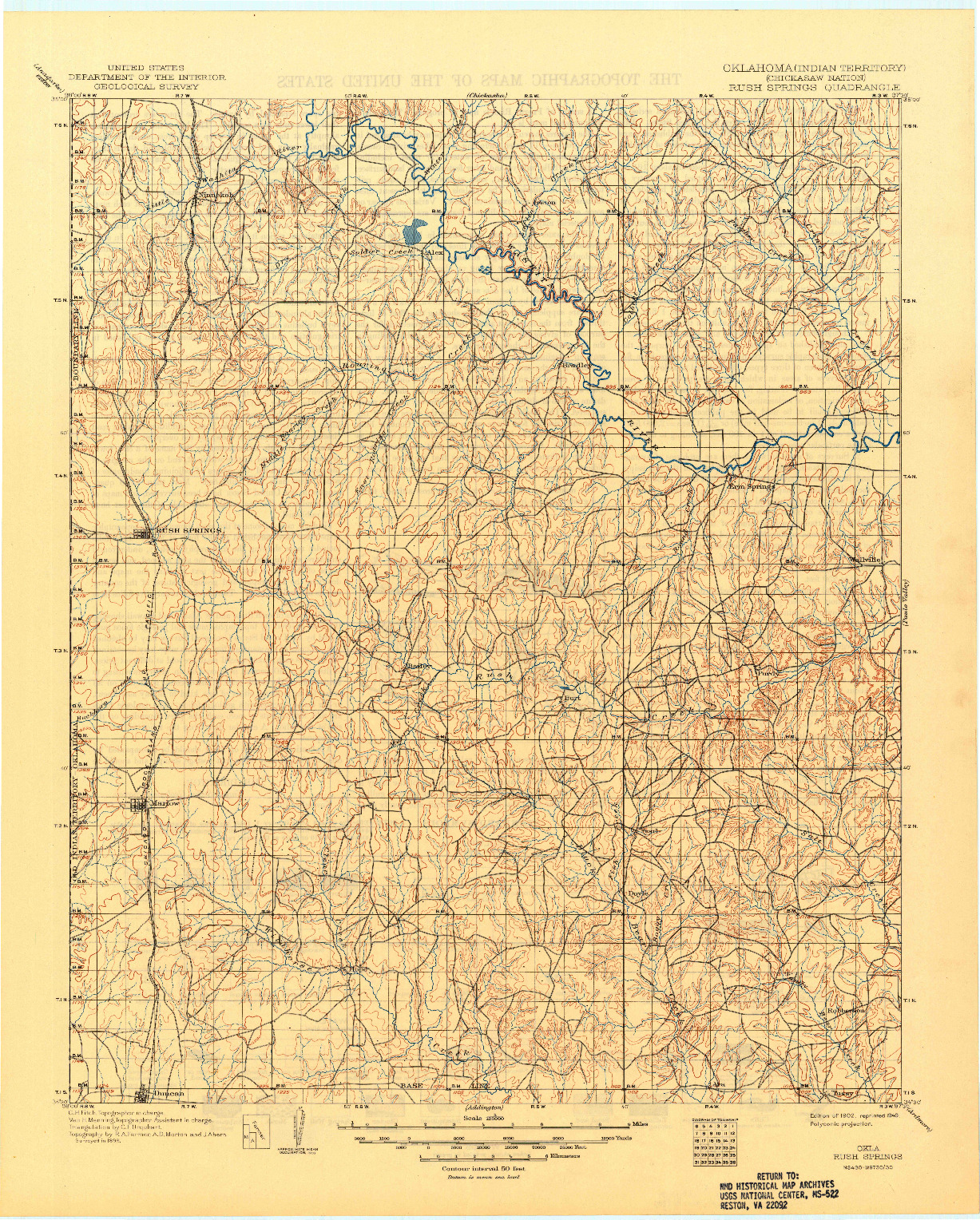 USGS 1:125000-SCALE QUADRANGLE FOR RUSH SPRINGS, OK 1902