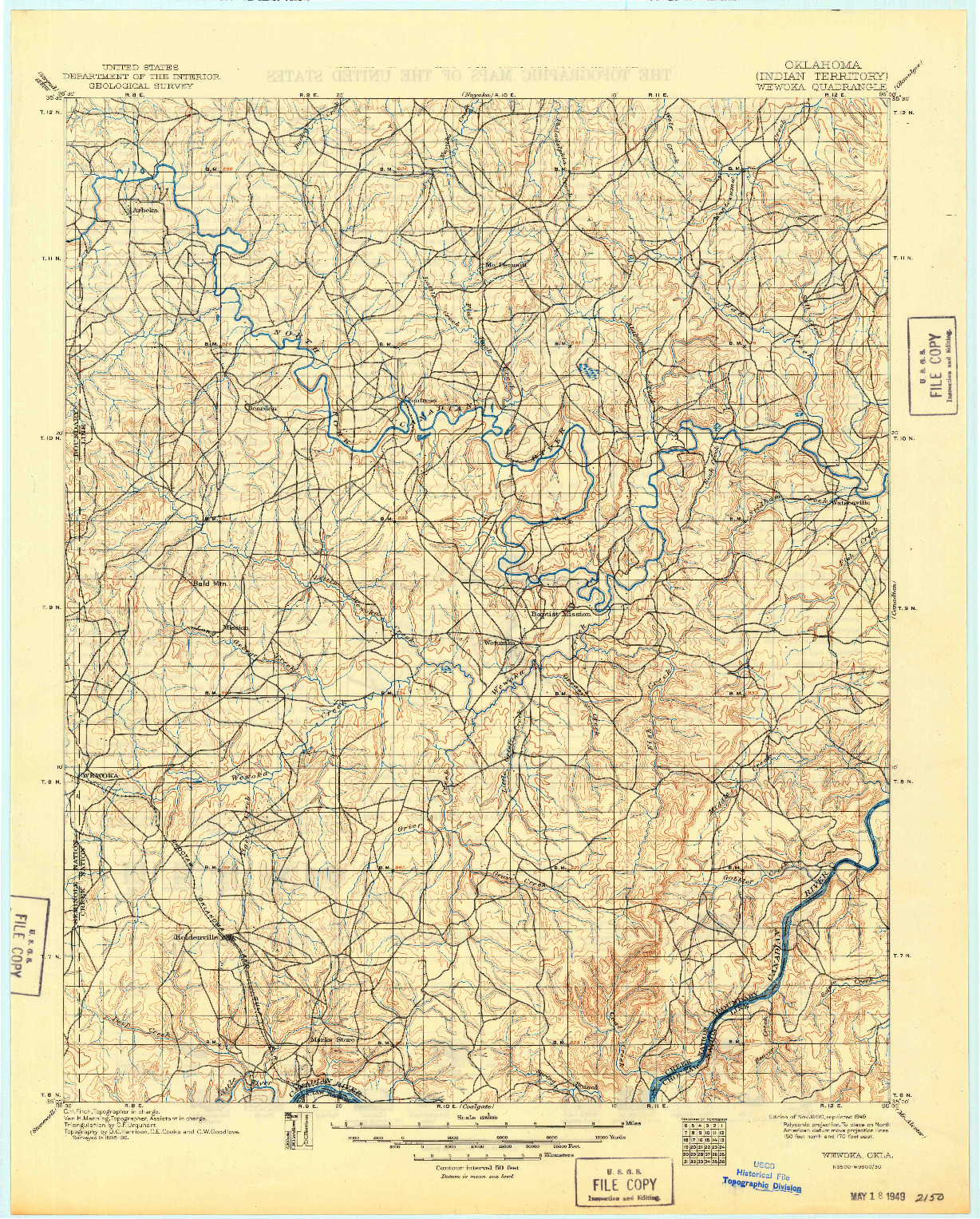 USGS 1:125000-SCALE QUADRANGLE FOR WEWOKA, OK 1900