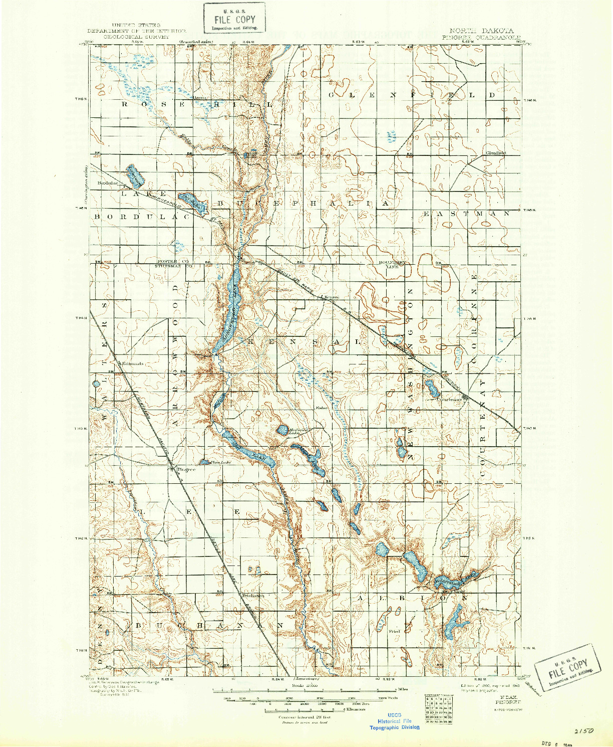 USGS 1:62500-SCALE QUADRANGLE FOR PINGREE, ND 1900