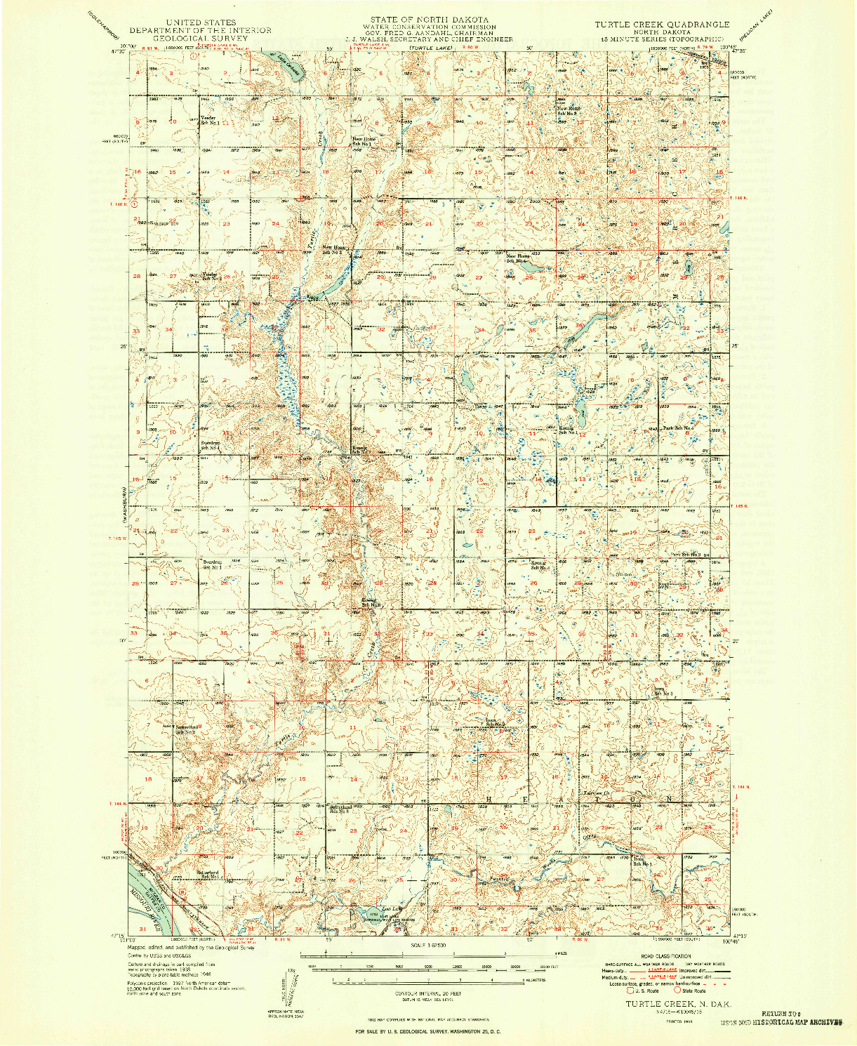 USGS 1:62500-SCALE QUADRANGLE FOR TURTLE CREEK, ND 1949