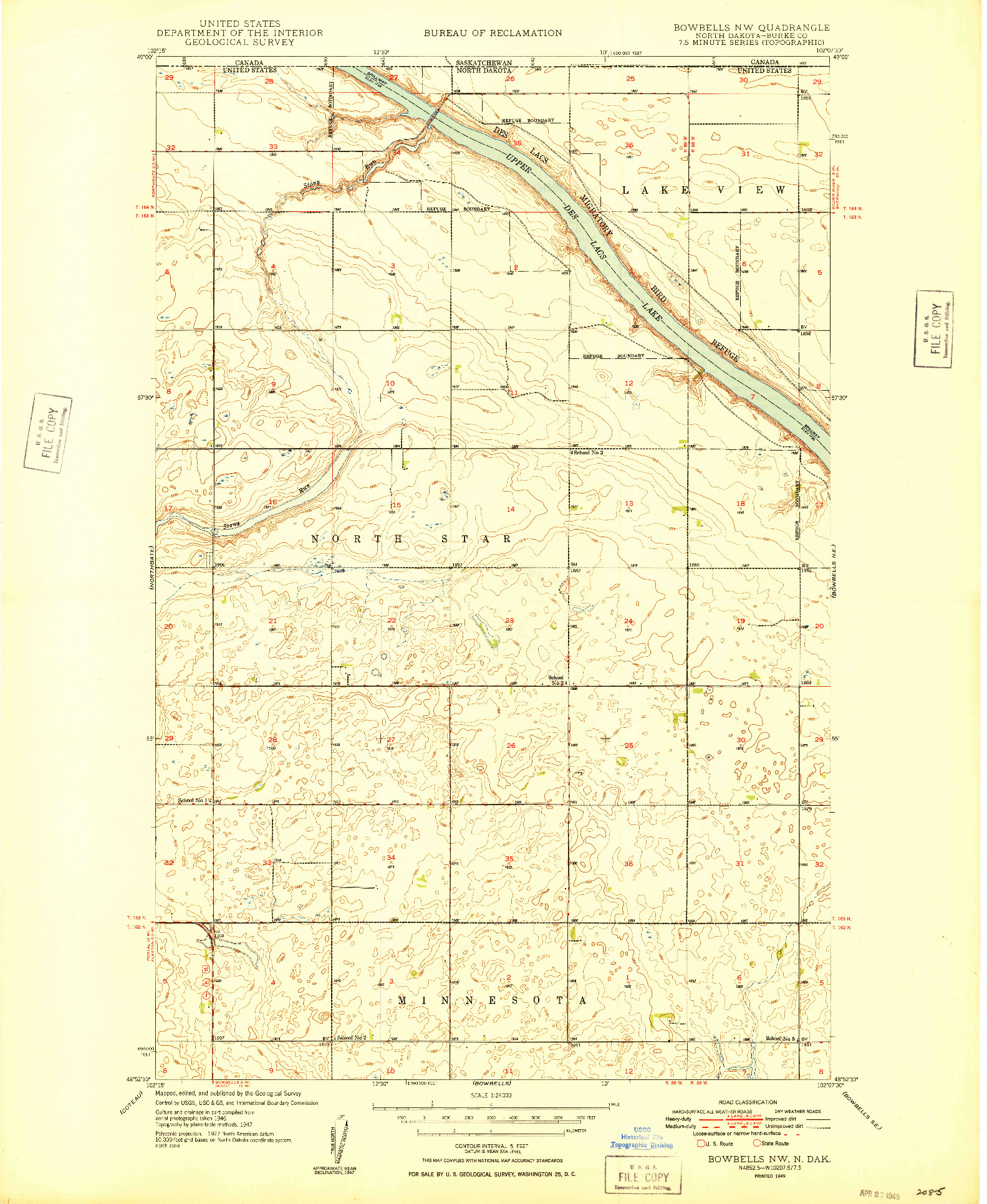 USGS 1:24000-SCALE QUADRANGLE FOR BOWBELLS NW, ND 1949