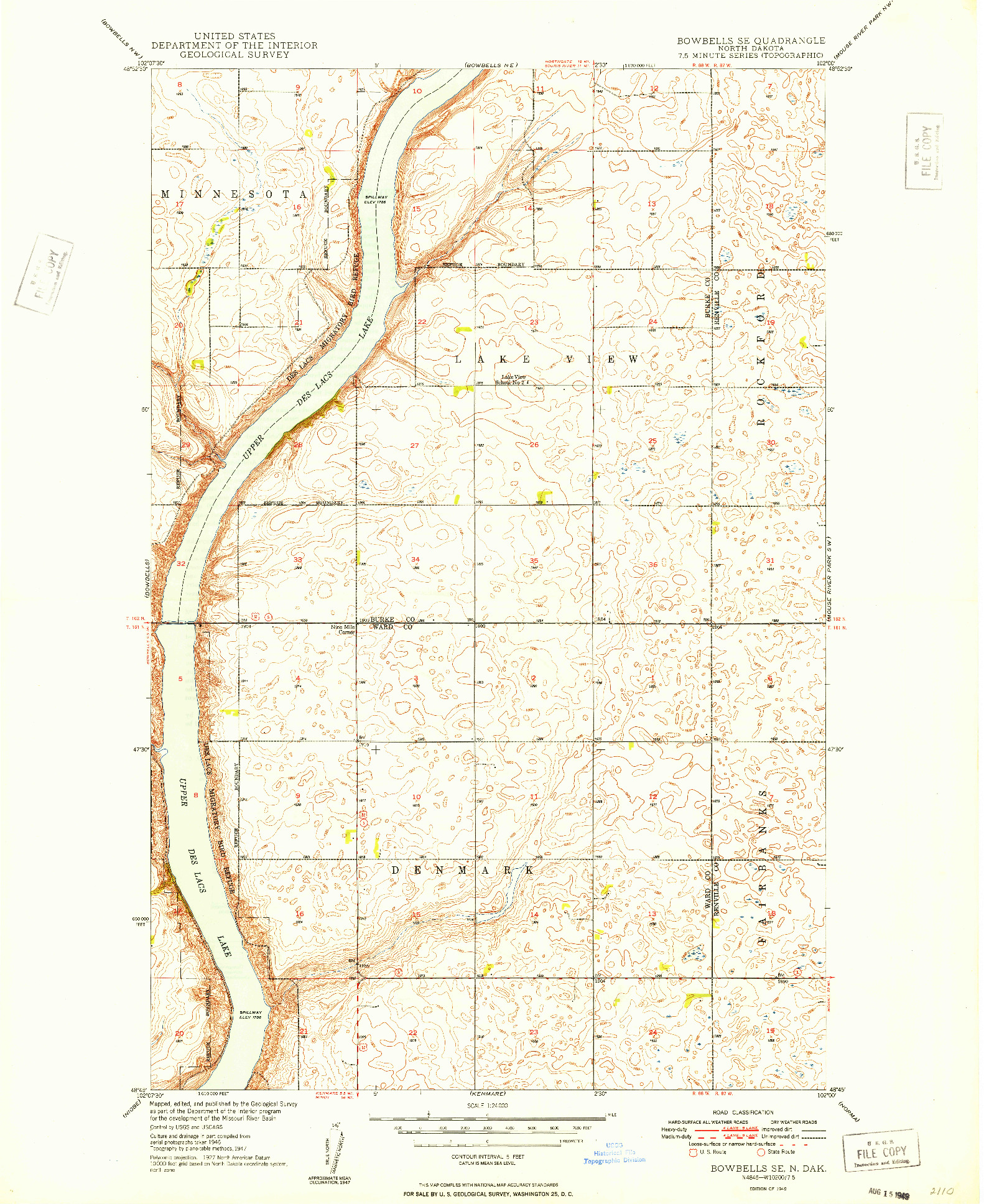 USGS 1:24000-SCALE QUADRANGLE FOR BOWBELLS SE, ND 1949