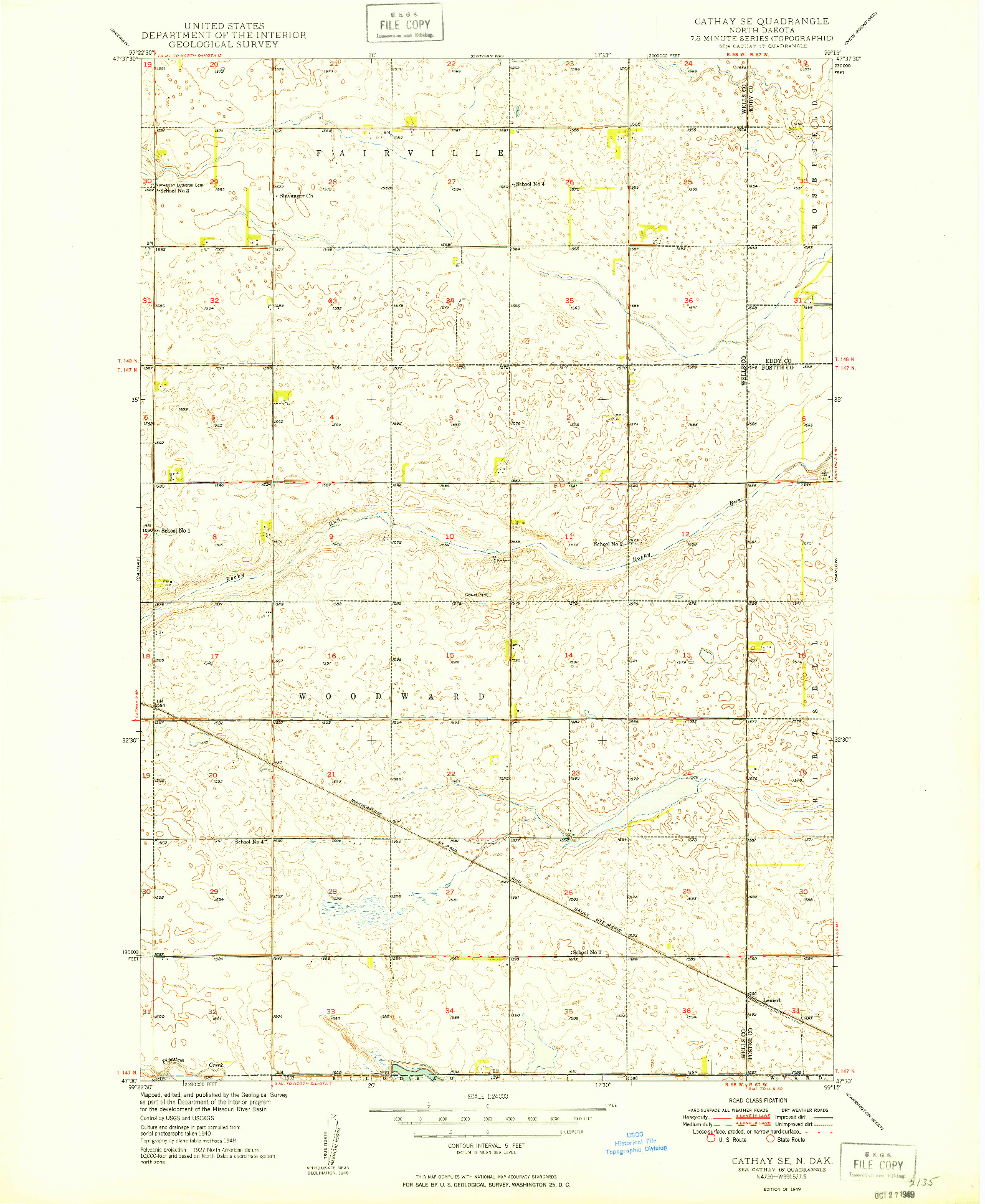 USGS 1:24000-SCALE QUADRANGLE FOR CATHAY SE, ND 1949
