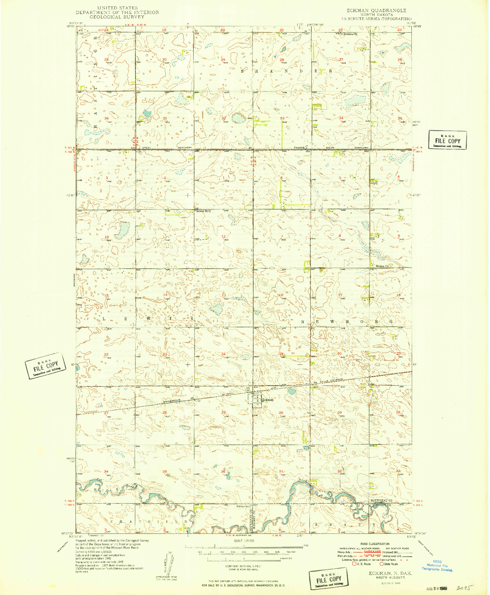 USGS 1:24000-SCALE QUADRANGLE FOR ECKMAN, ND 1949