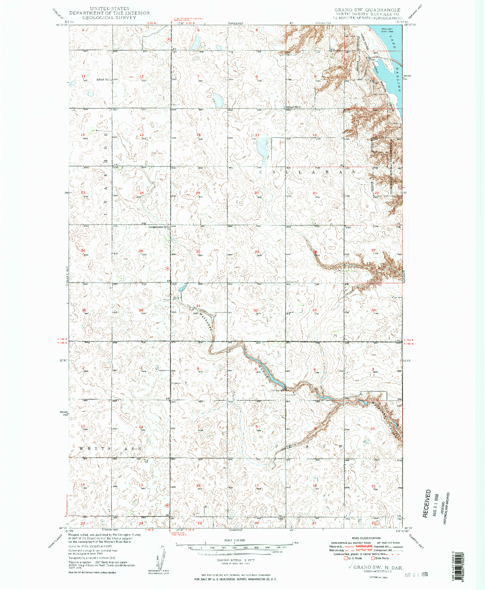 USGS 1:24000-SCALE QUADRANGLE FOR GRANO SW, ND 1949
