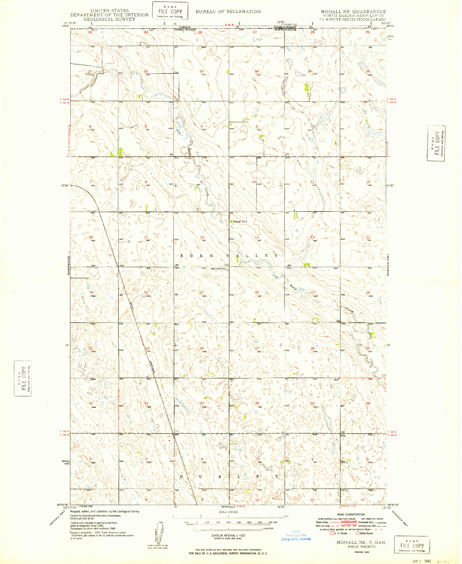 USGS 1:24000-SCALE QUADRANGLE FOR MOHALL NE, ND 1949