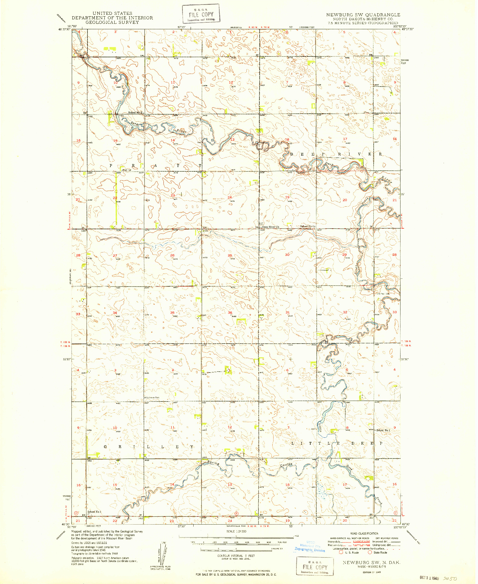 USGS 1:24000-SCALE QUADRANGLE FOR NEWBURG SW, ND 1949