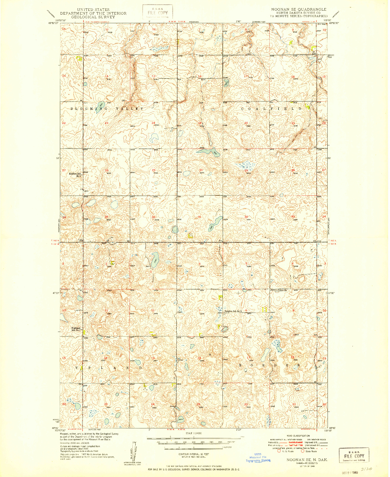 USGS 1:24000-SCALE QUADRANGLE FOR NOONAN SE, ND 1949