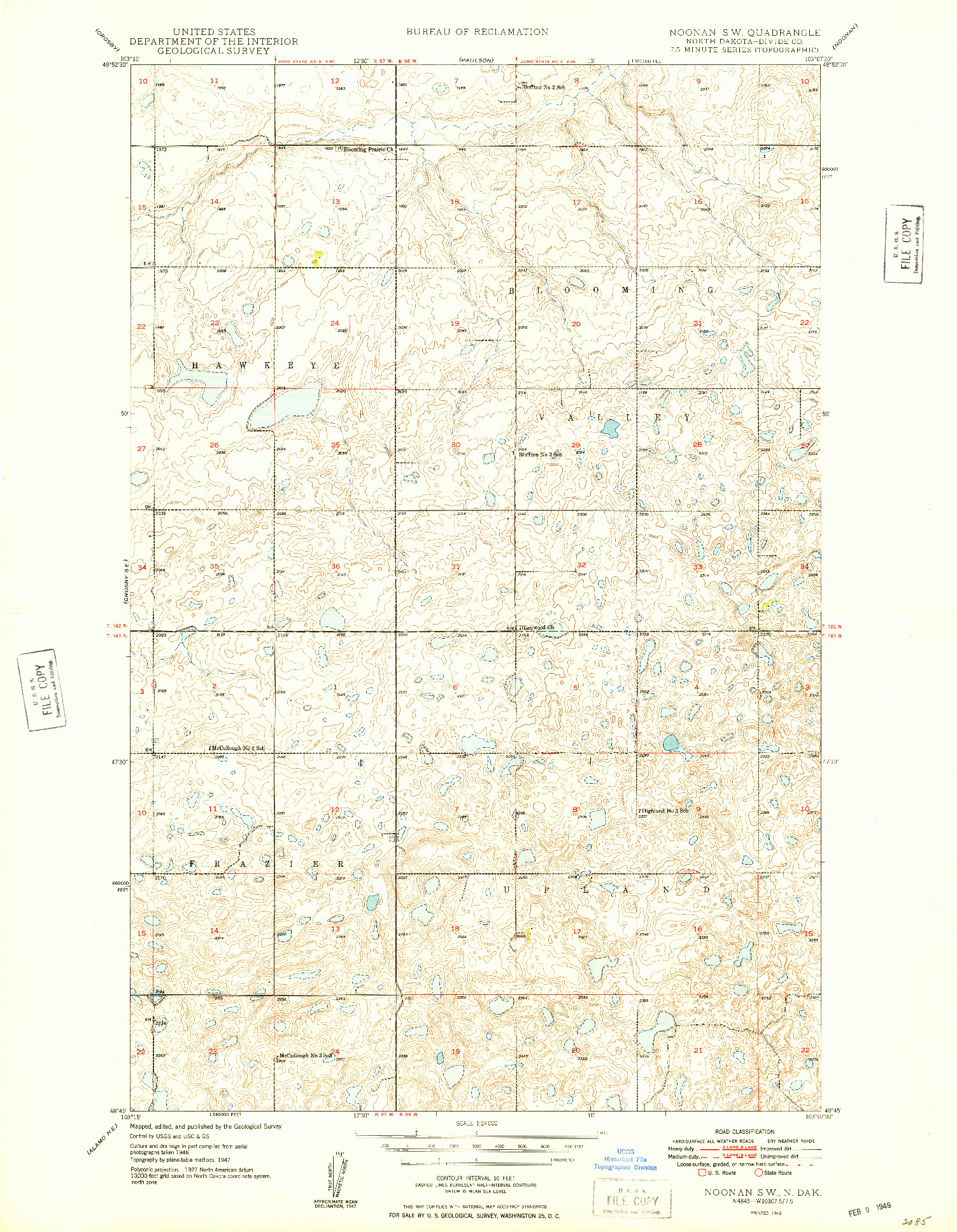 USGS 1:24000-SCALE QUADRANGLE FOR NOONAN SW, ND 1949