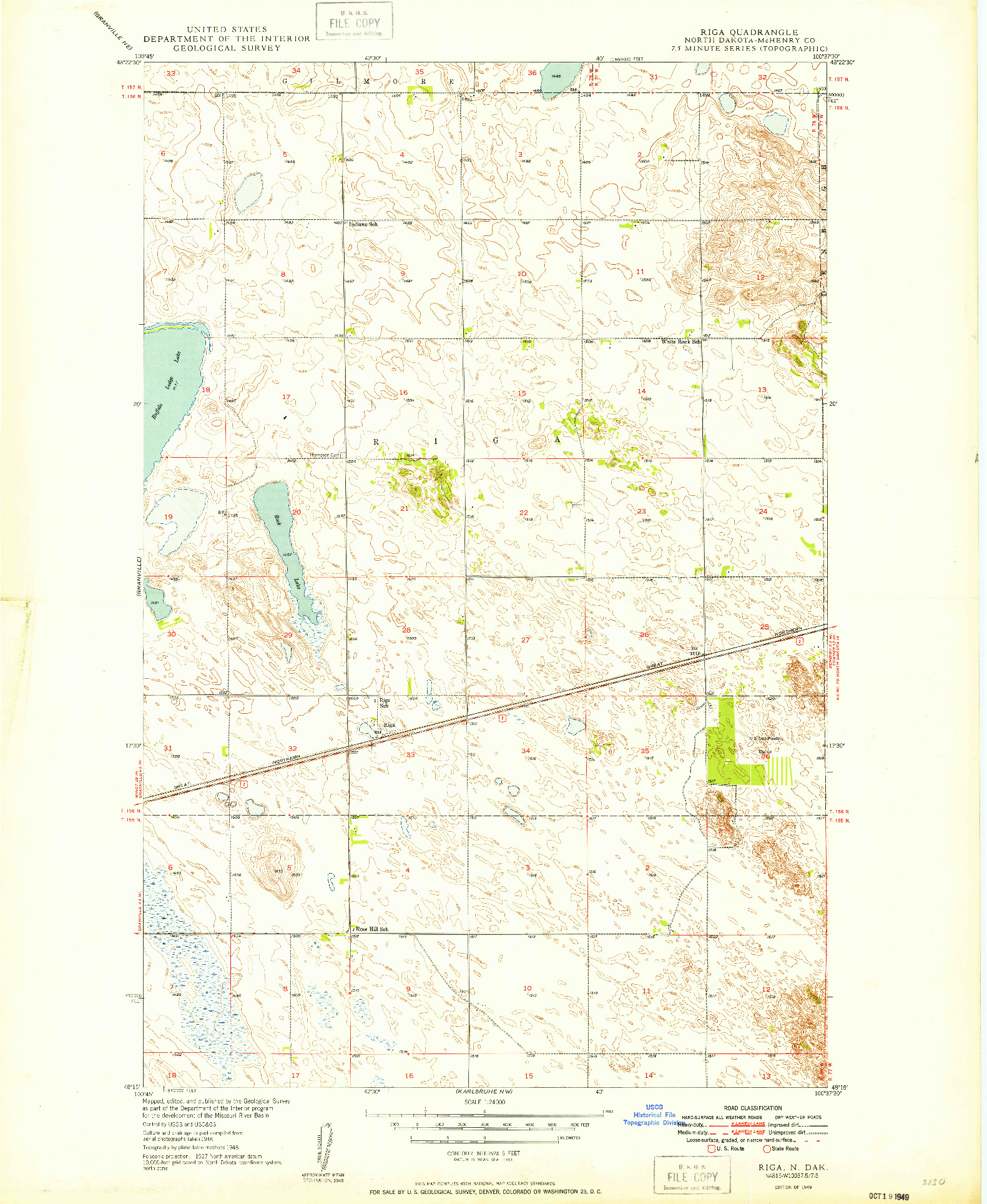 USGS 1:24000-SCALE QUADRANGLE FOR RIGA, ND 1949