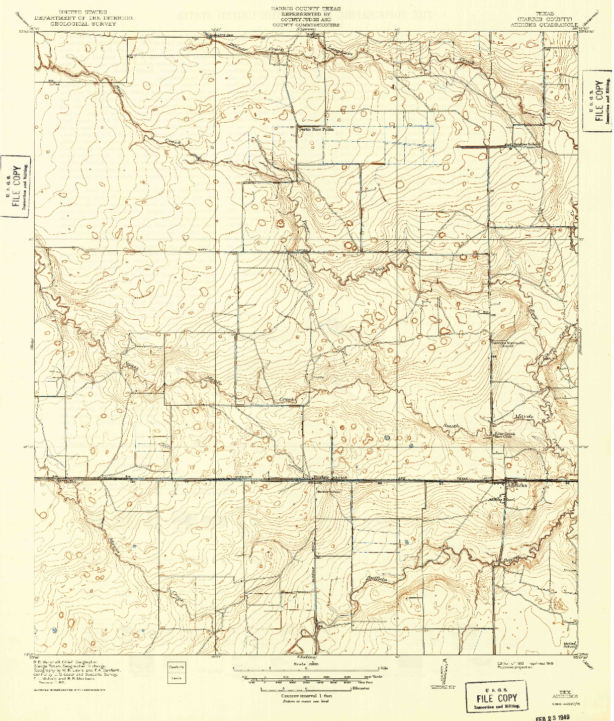 USGS 1:31680-SCALE QUADRANGLE FOR ADDICKS, TX 1918