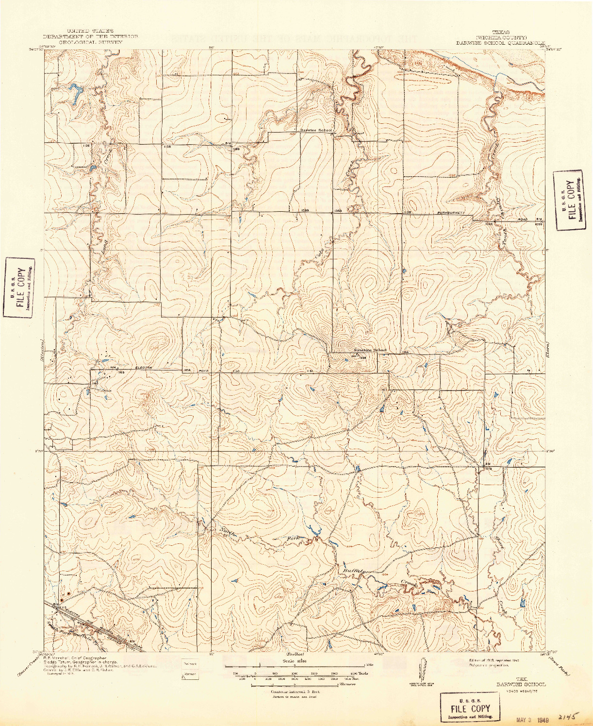 USGS 1:31680-SCALE QUADRANGLE FOR BARWISE SCHOOL, TX 1918