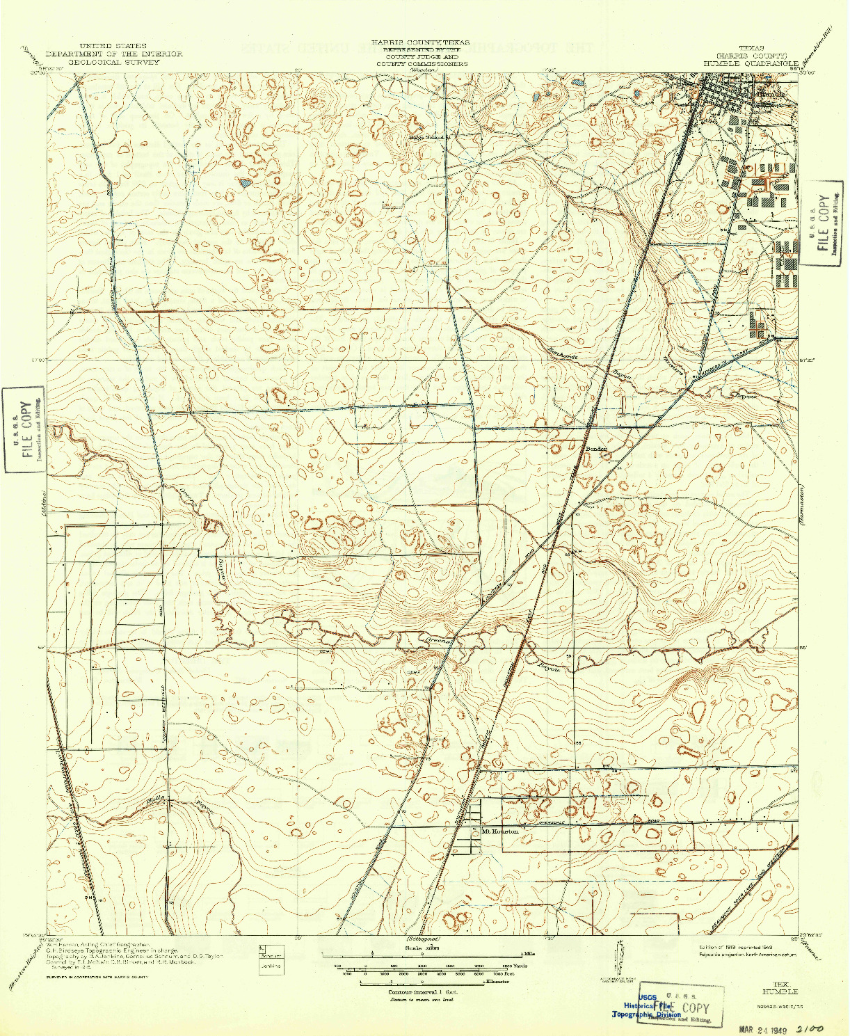 USGS 1:31680-SCALE QUADRANGLE FOR HUMBLE, TX 1919