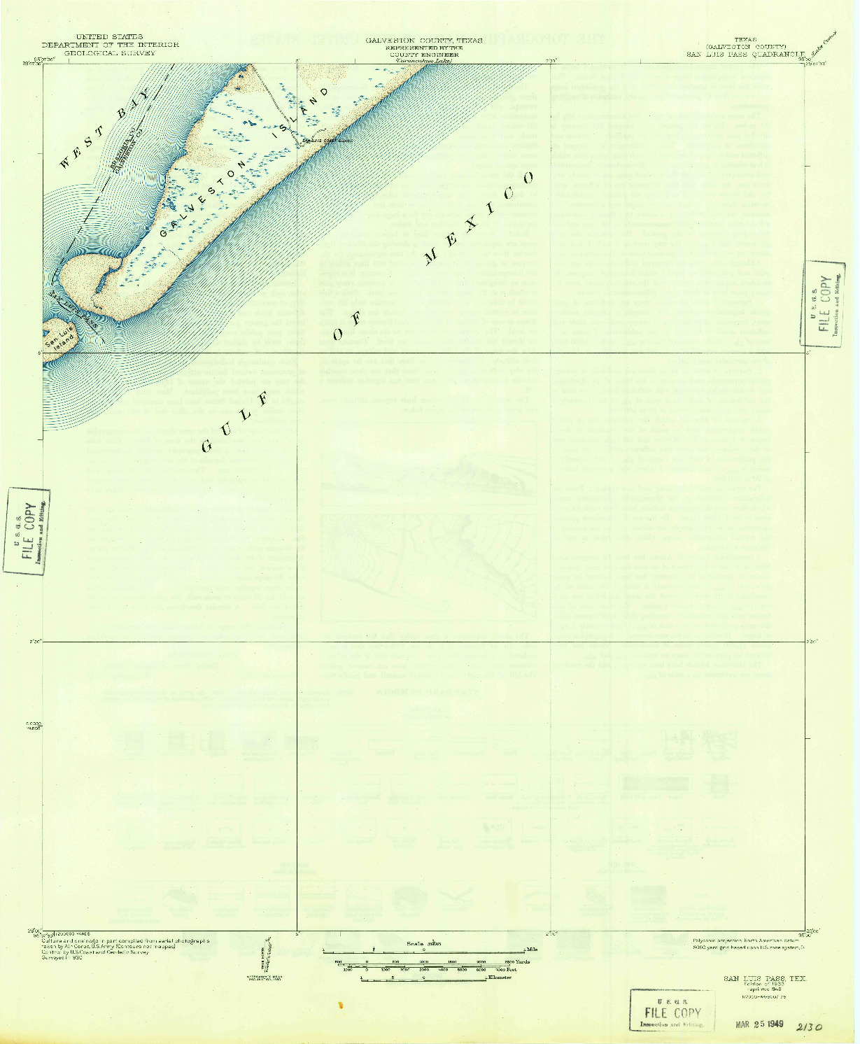 USGS 1:31680-SCALE QUADRANGLE FOR SAN LUIS PASS, TX 1933