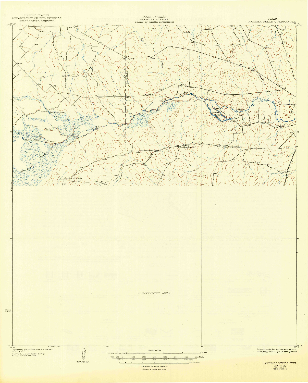 USGS 1:62500-SCALE QUADRANGLE FOR ARTESIA WELLS, TX 1927
