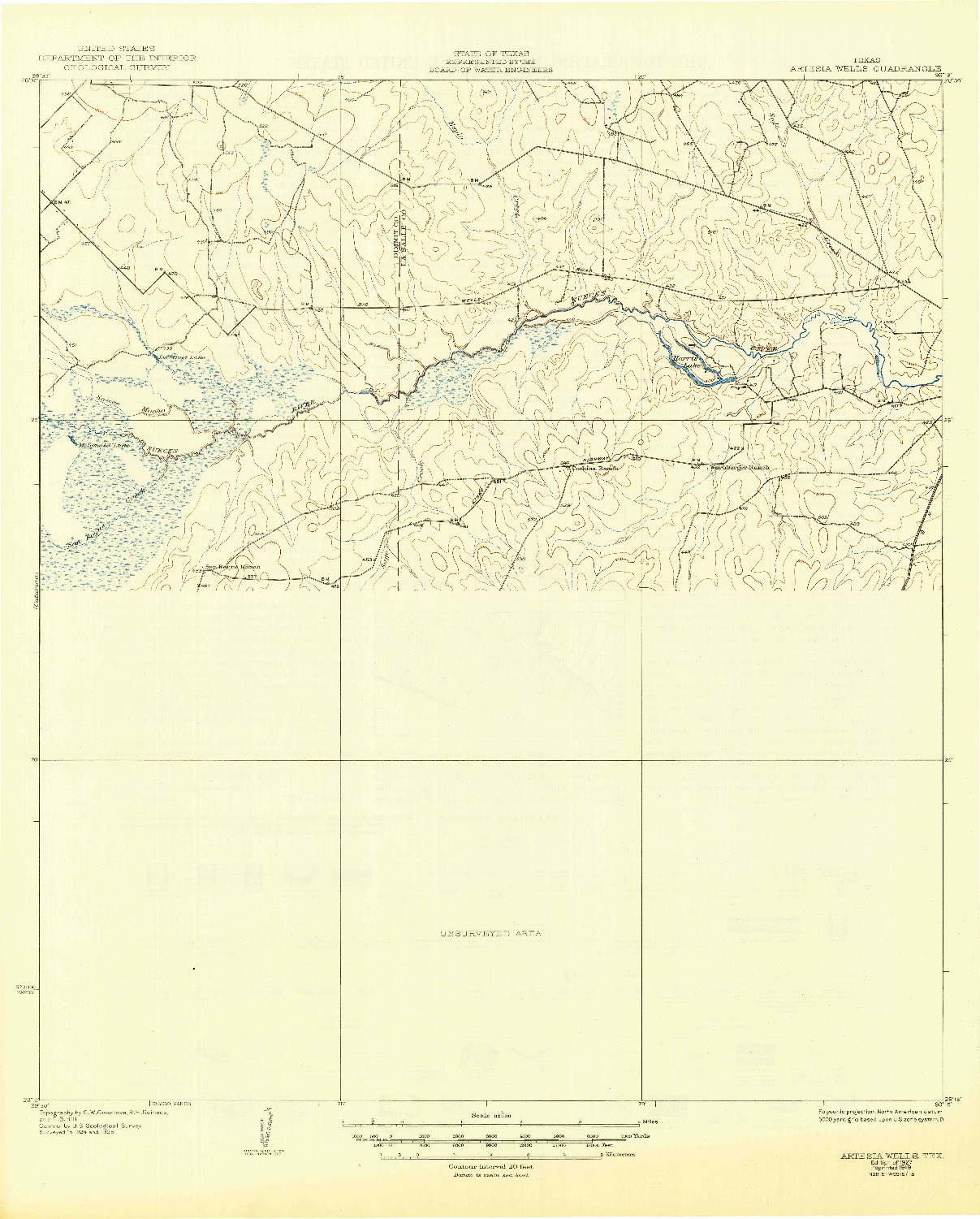 USGS 1:62500-SCALE QUADRANGLE FOR ARTESIA WELLS, TX 1927