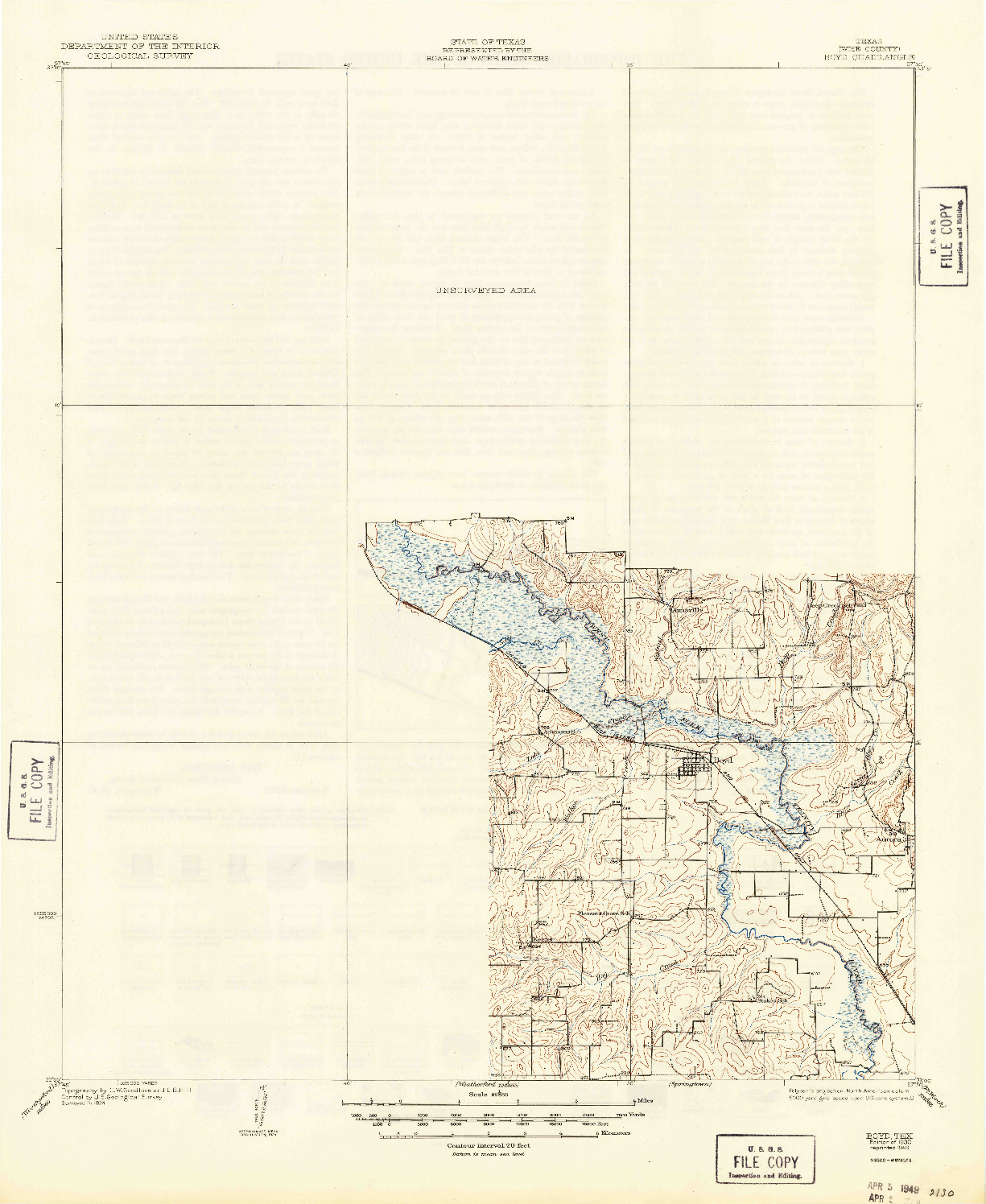 USGS 1:62500-SCALE QUADRANGLE FOR BOYD, TX 1930