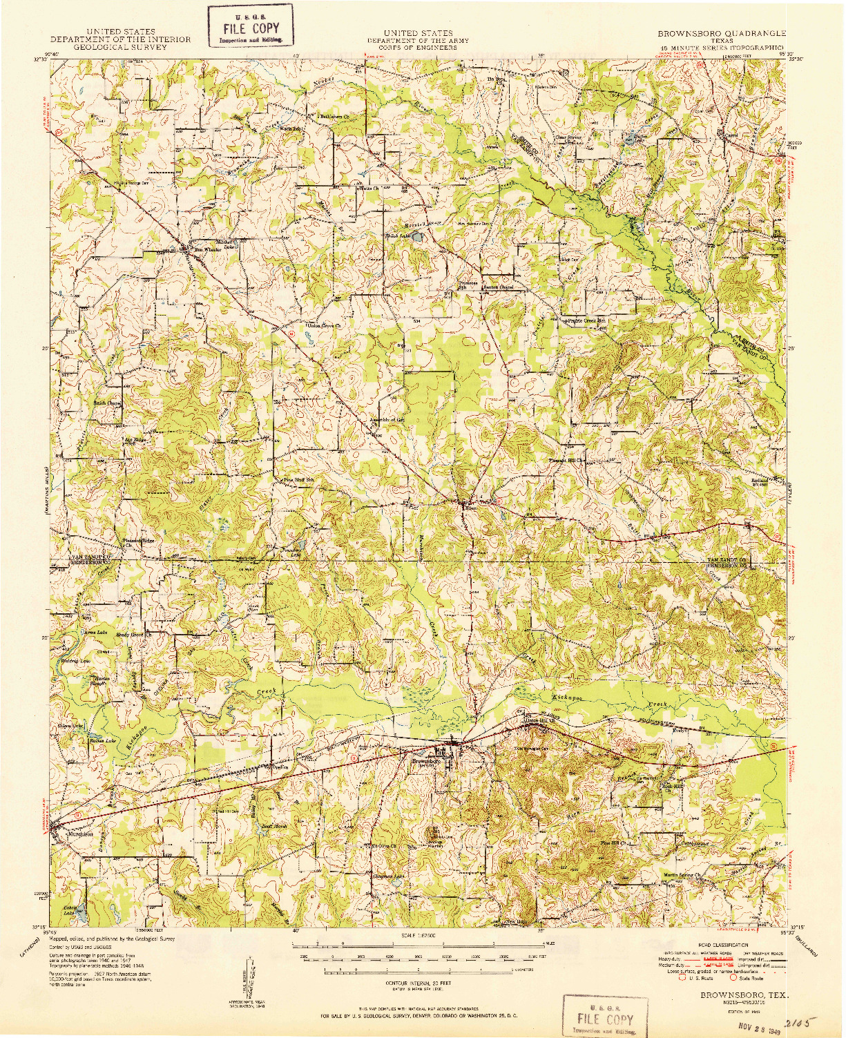 USGS 1:62500-SCALE QUADRANGLE FOR BROWNSBORO, TX 1949
