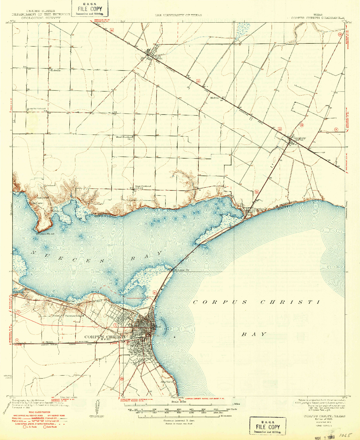USGS 1:62500-SCALE QUADRANGLE FOR CORPUS CHRISTI, TX 1925
