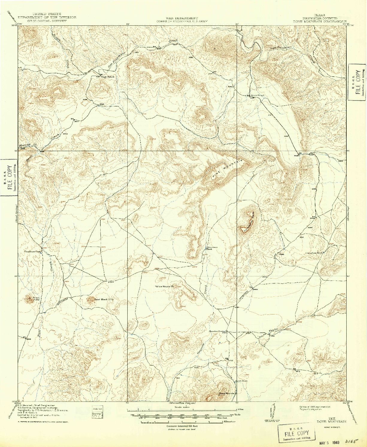 USGS 1:62500-SCALE QUADRANGLE FOR DOVE MOUNTAIN, TX 1918