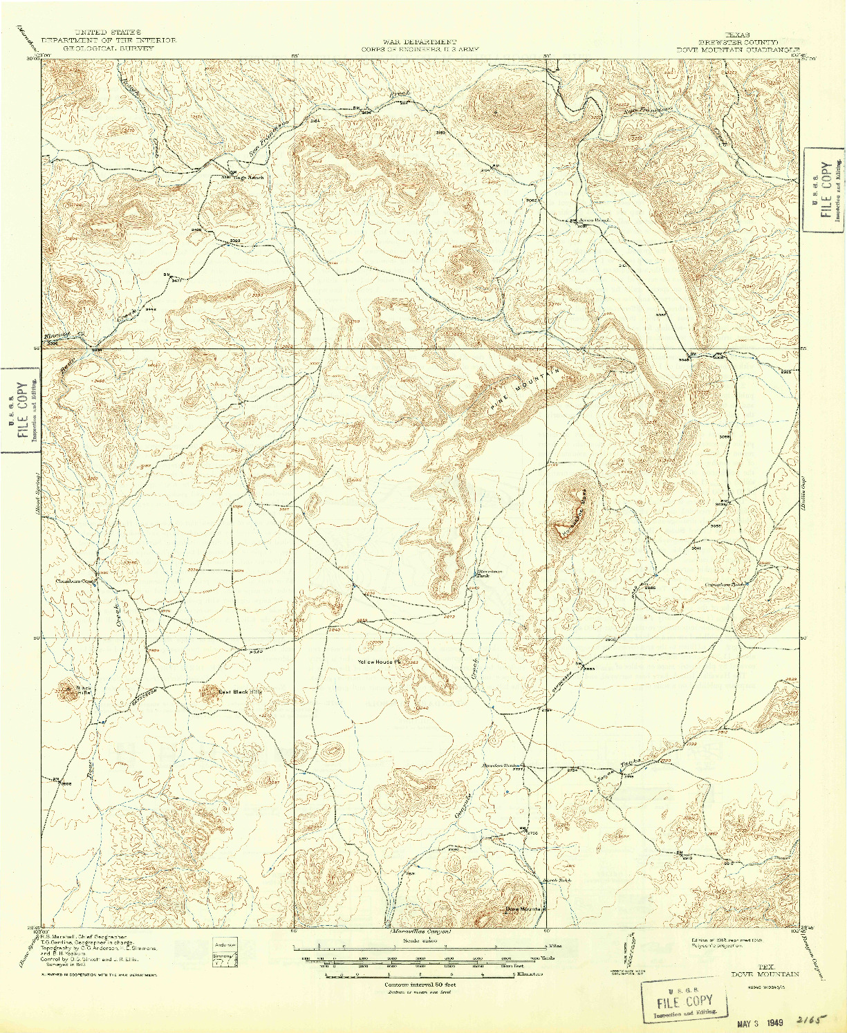 USGS 1:62500-SCALE QUADRANGLE FOR DOVE MOUNTAIN, TX 1918