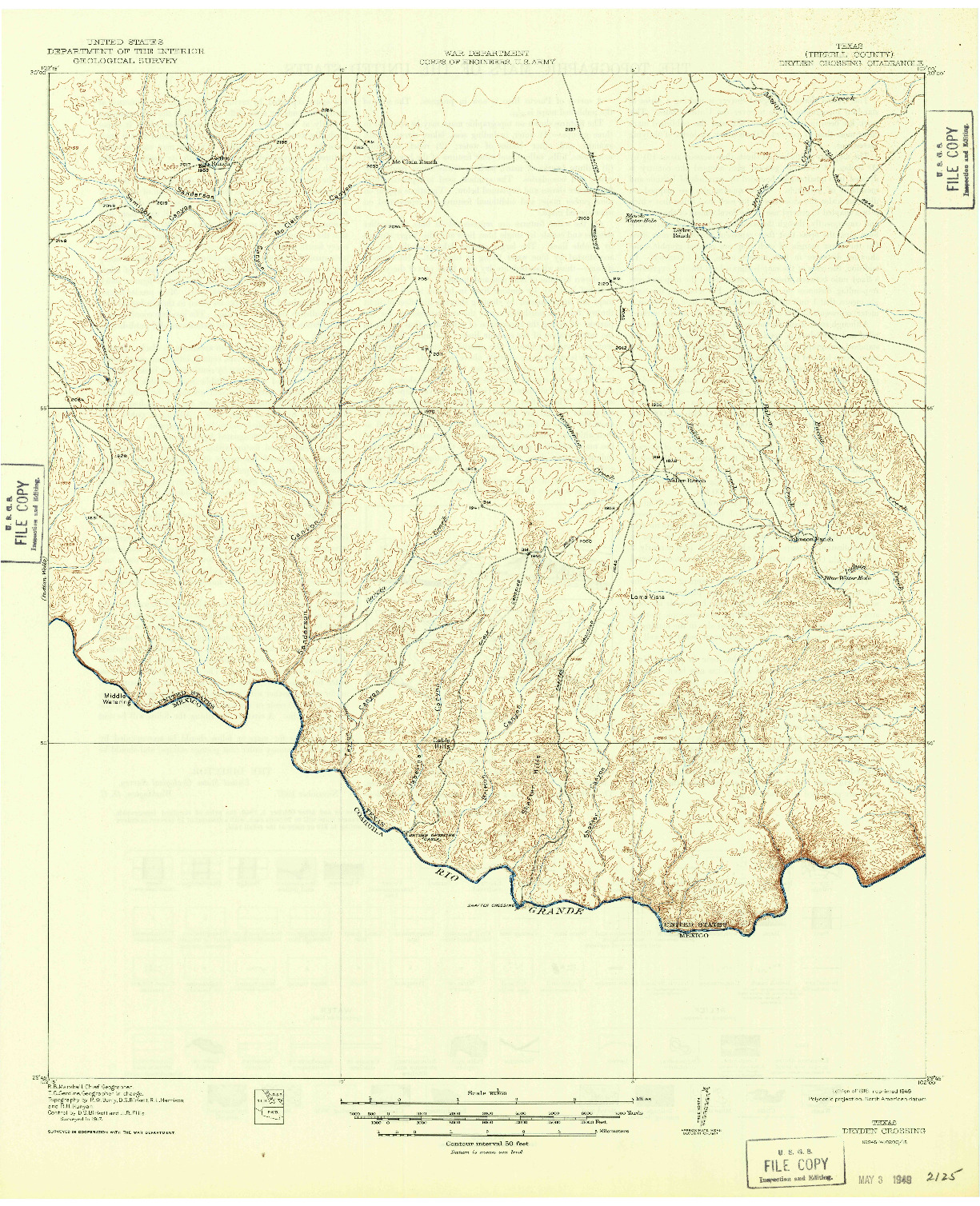 USGS 1:62500-SCALE QUADRANGLE FOR DRYDEN CROSSING, TX 1918