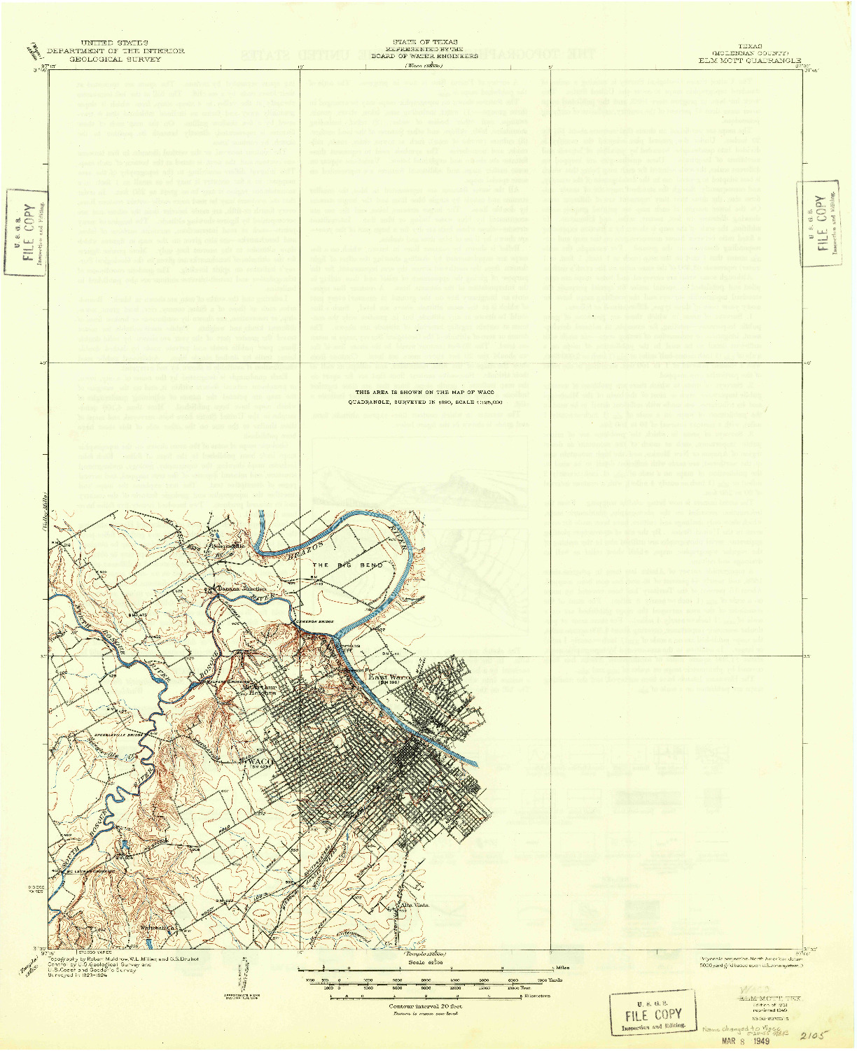 USGS 1:62500-SCALE QUADRANGLE FOR ELM MOTT, TX 1931